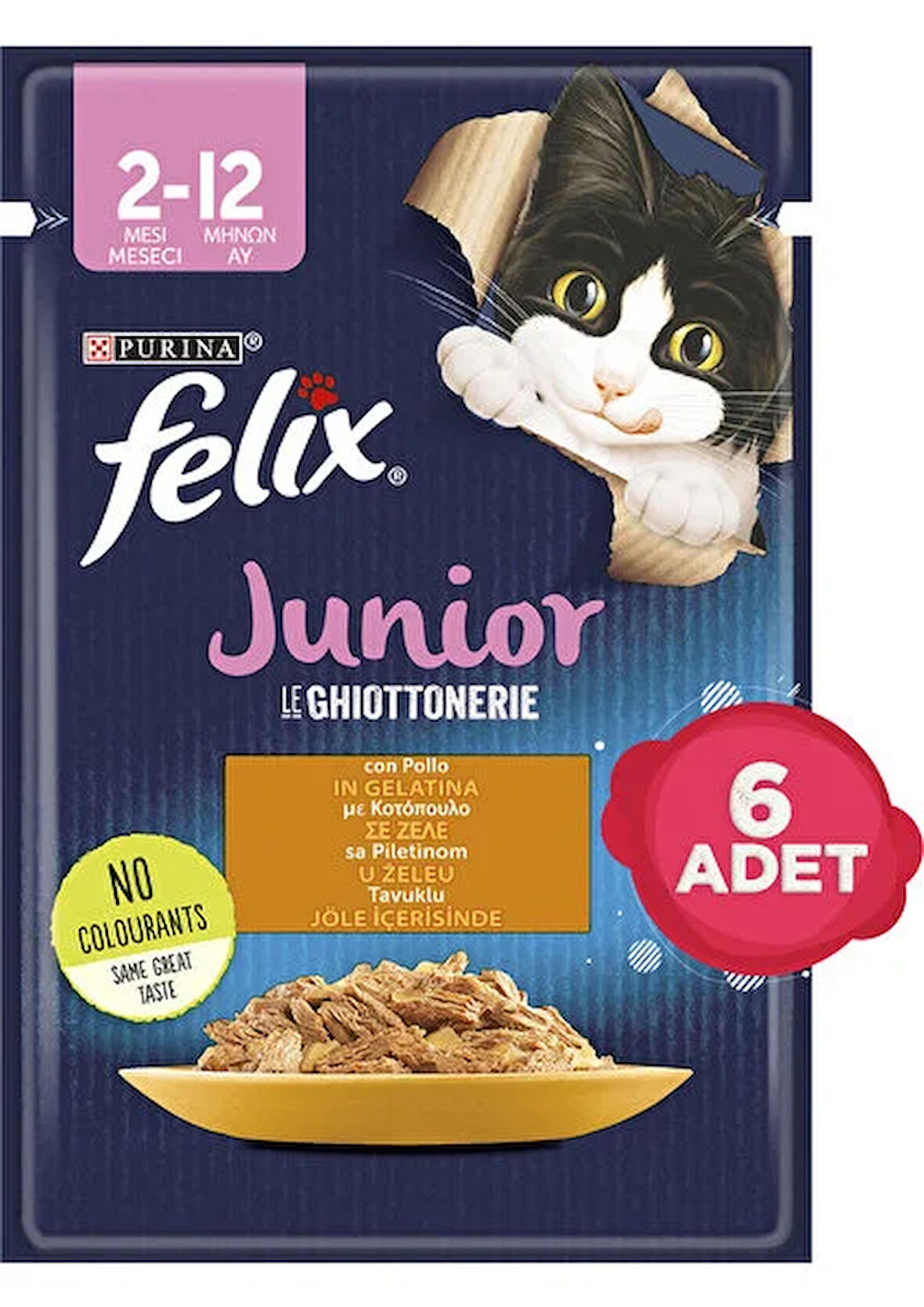 Felix Yavru Tavuk Etli Kedi Yaş Mama 85 Gr x 6 adet