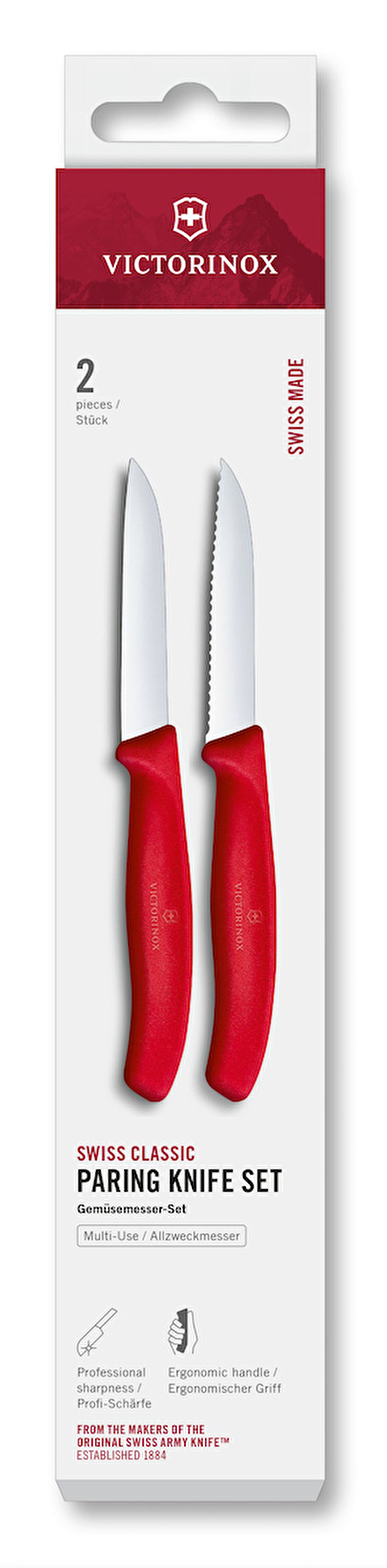 Victorinox 6.7491.2C1 Swiss Classic 2li Soyma Bıçağı Set, Kırmızı