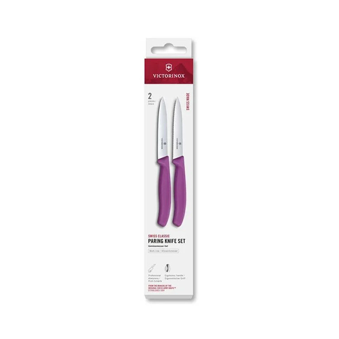 Victorinox 6.7795.2C1 Swiss Classic 2li 10cm Soyma Bıçağı Set, Mor