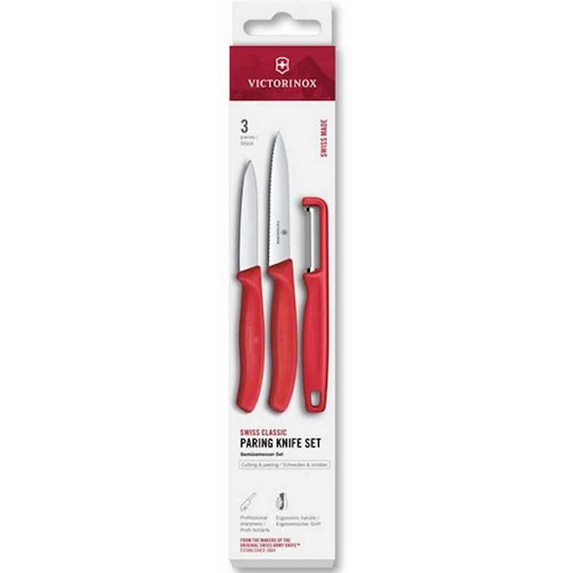 Victorinox 6.7111.33C1 Swiss Classic 3lü Bıçak ve Soyacak Set, Kırmızı