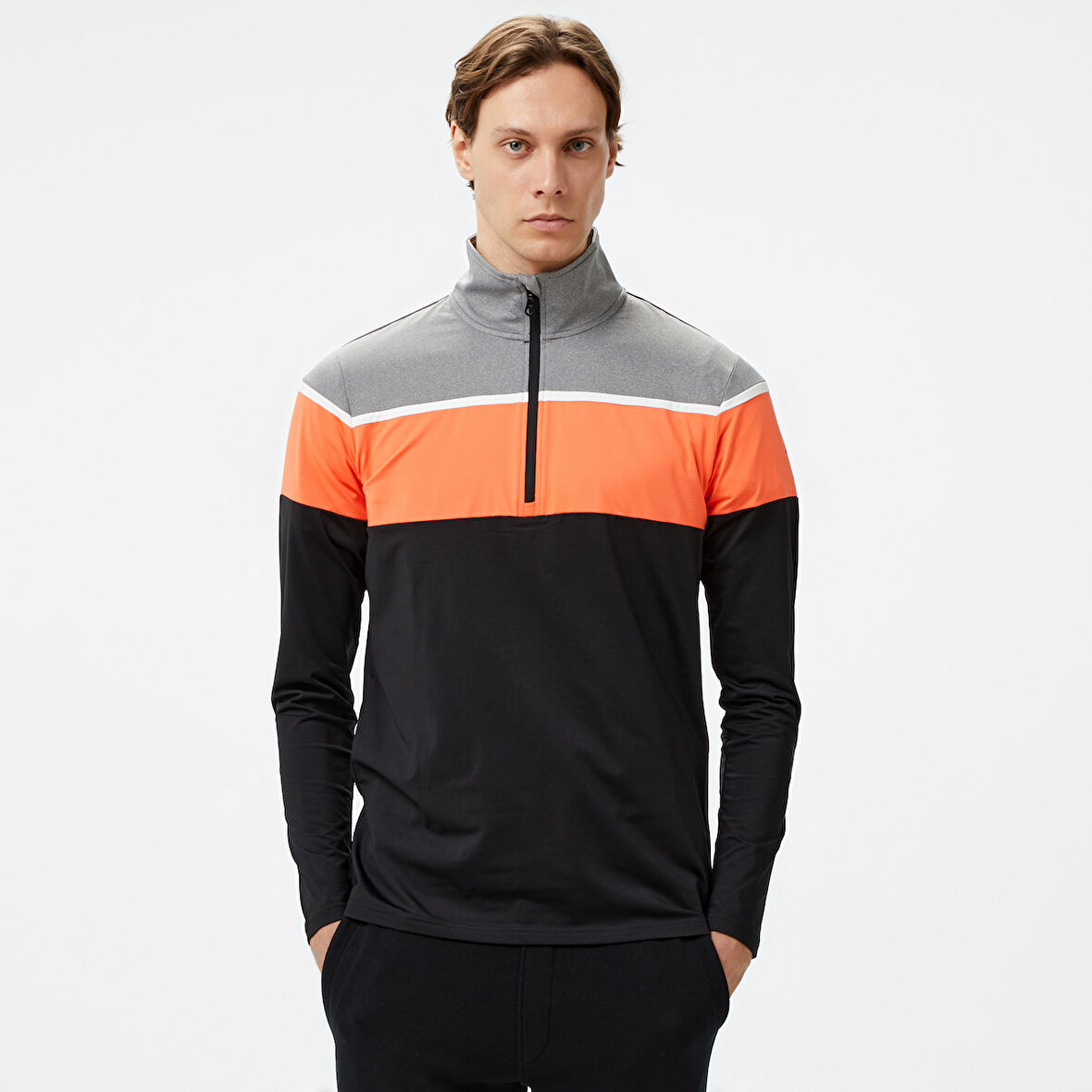 Mc Kinley Diego II Half Zipped Erkek Siyah/Turuncu Üst