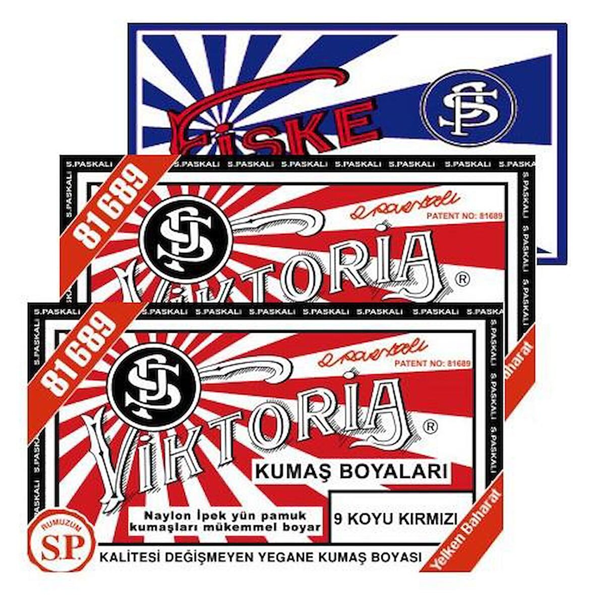 Viktoria Kumaş Boyası Koyu Kırmızı 2Pk+Fiske Sabitleme 1Pk