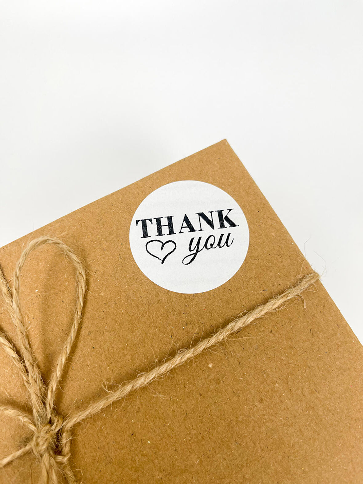 Thank You Kalpli Siyah Yazılı 5 cm Yuvarlak Yapışkanlı Etiket 100 Adet