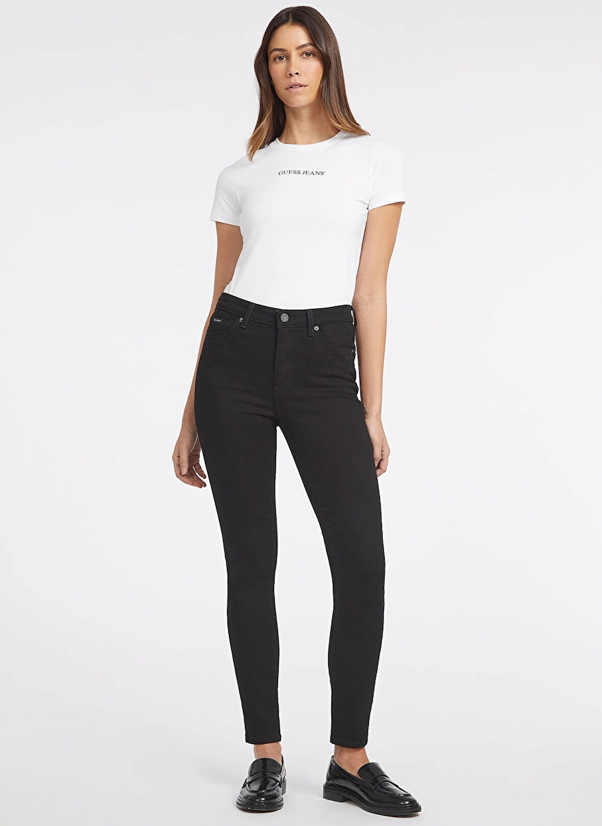 Guess Jeans Normal Bel Normal Paça Normal Siyah Kadın Denim Pantolon GJ G05 HIGH RISE SKI - ECO RECY CO