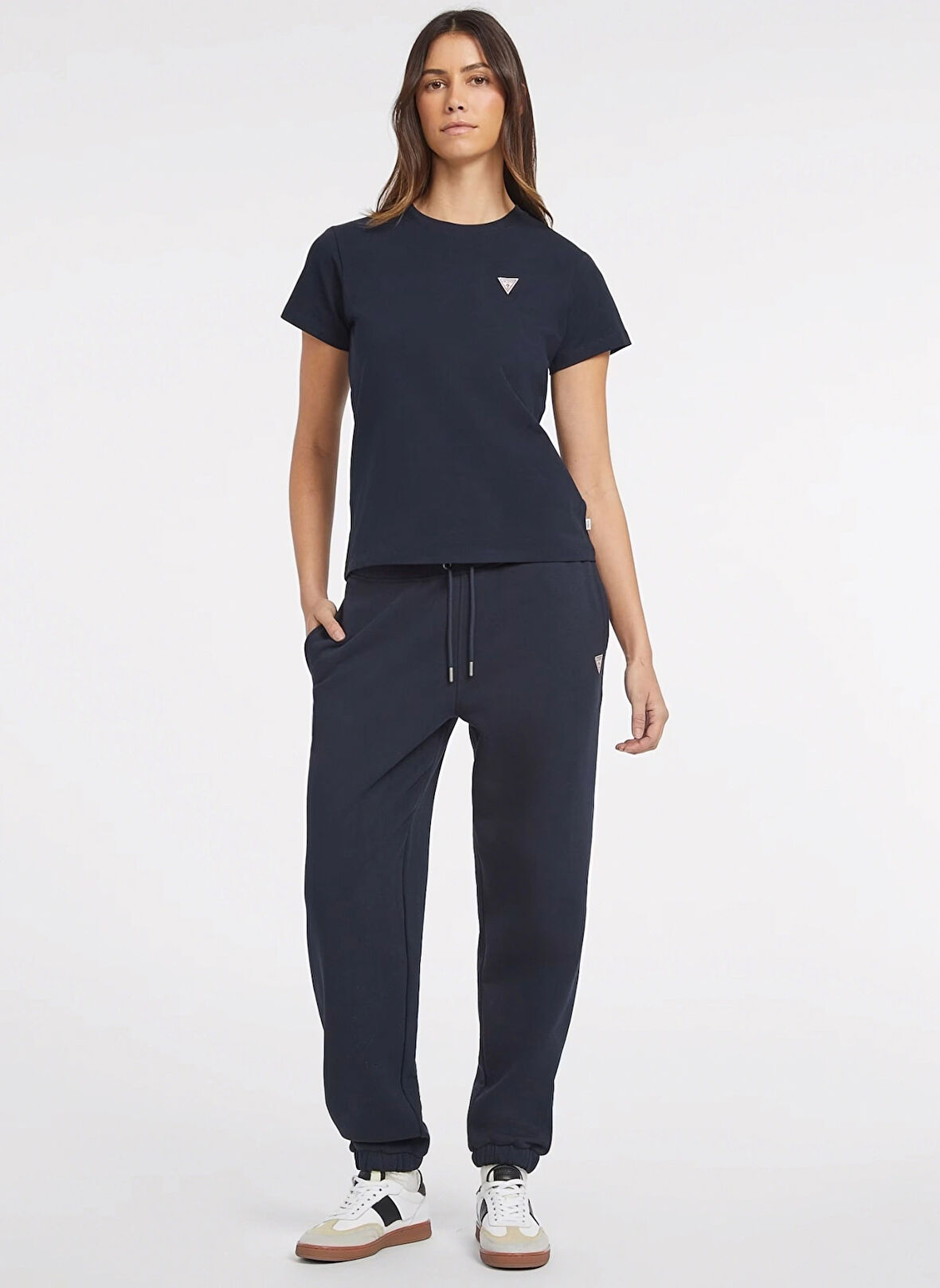 Guess Jeans Lastikli Bel Regular Fit Mavi Kadın Pantolon GJ TRIANGLE LABEL JO - ORGANIC CO/P