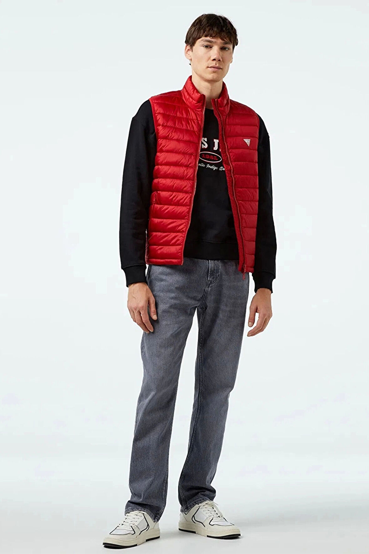 Guess Jeans GJ HOODED PUFFER VES Erkek Kırmızı Yelek M4YN11WG922-G585