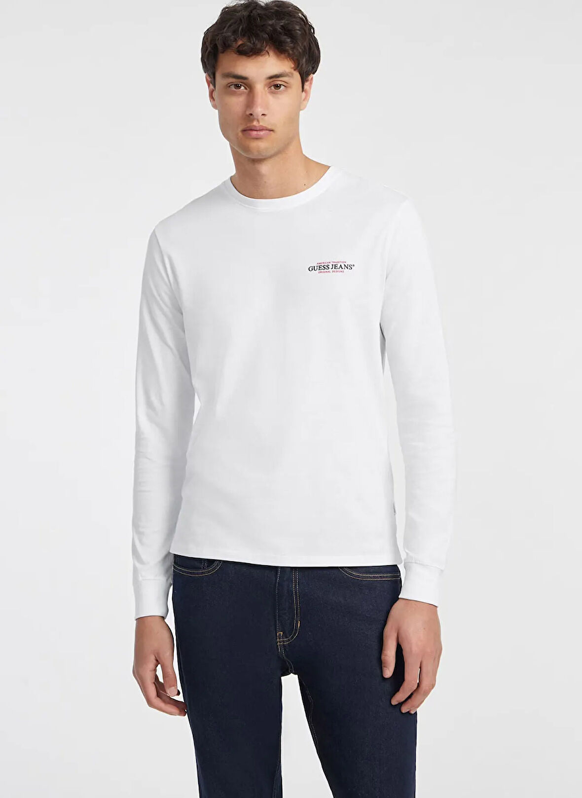 Guess Jeans Bisiklet Yaka Baskılı Beyaz Erkek T-Shirt M4YI54K8HM0-G011 Guess Jeans Erkek