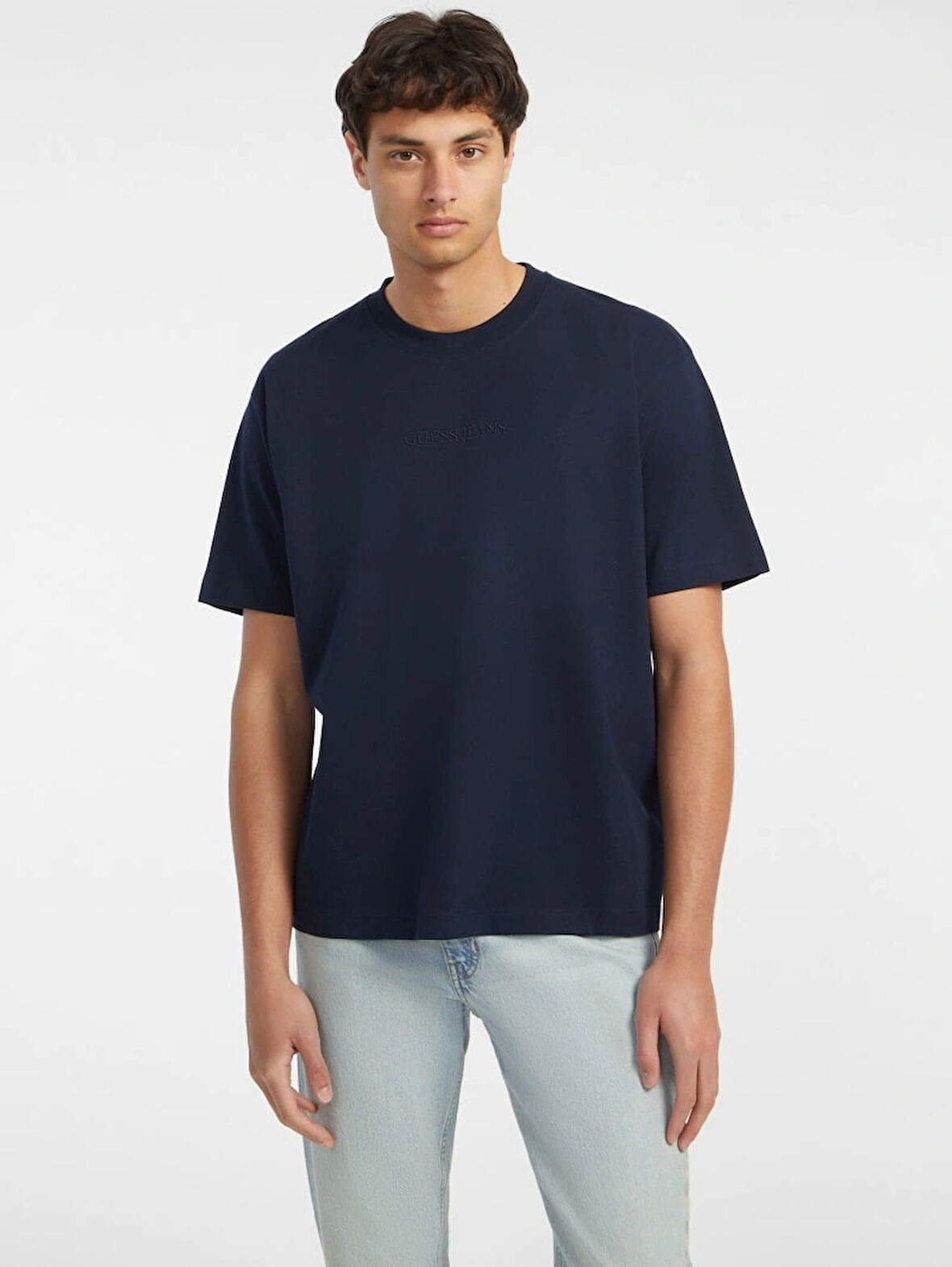 Guess Jeans Erkek Lacivert Oversize Fit T-Shirt M4YI44K8FQ4-A71W