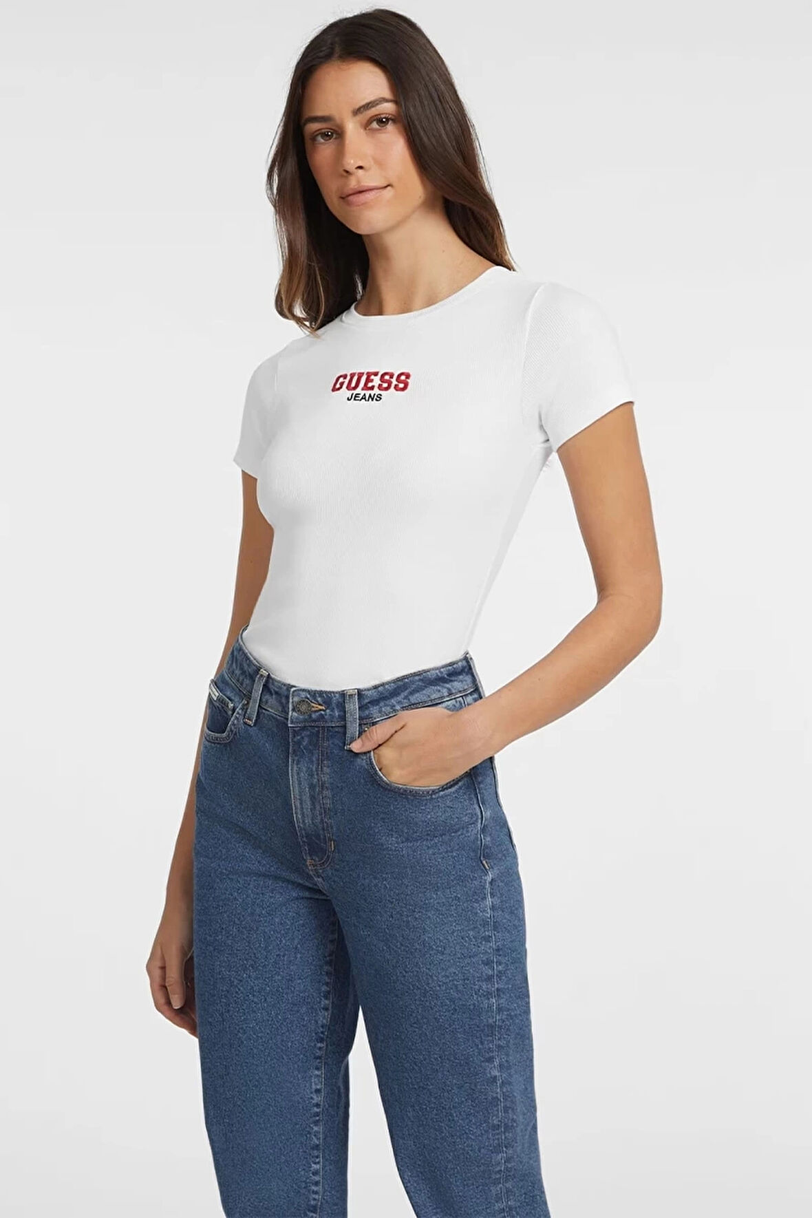Guess Jeans Kadın Beyaz Slim Fit T-Shirt W4YI64KA0H1-G011