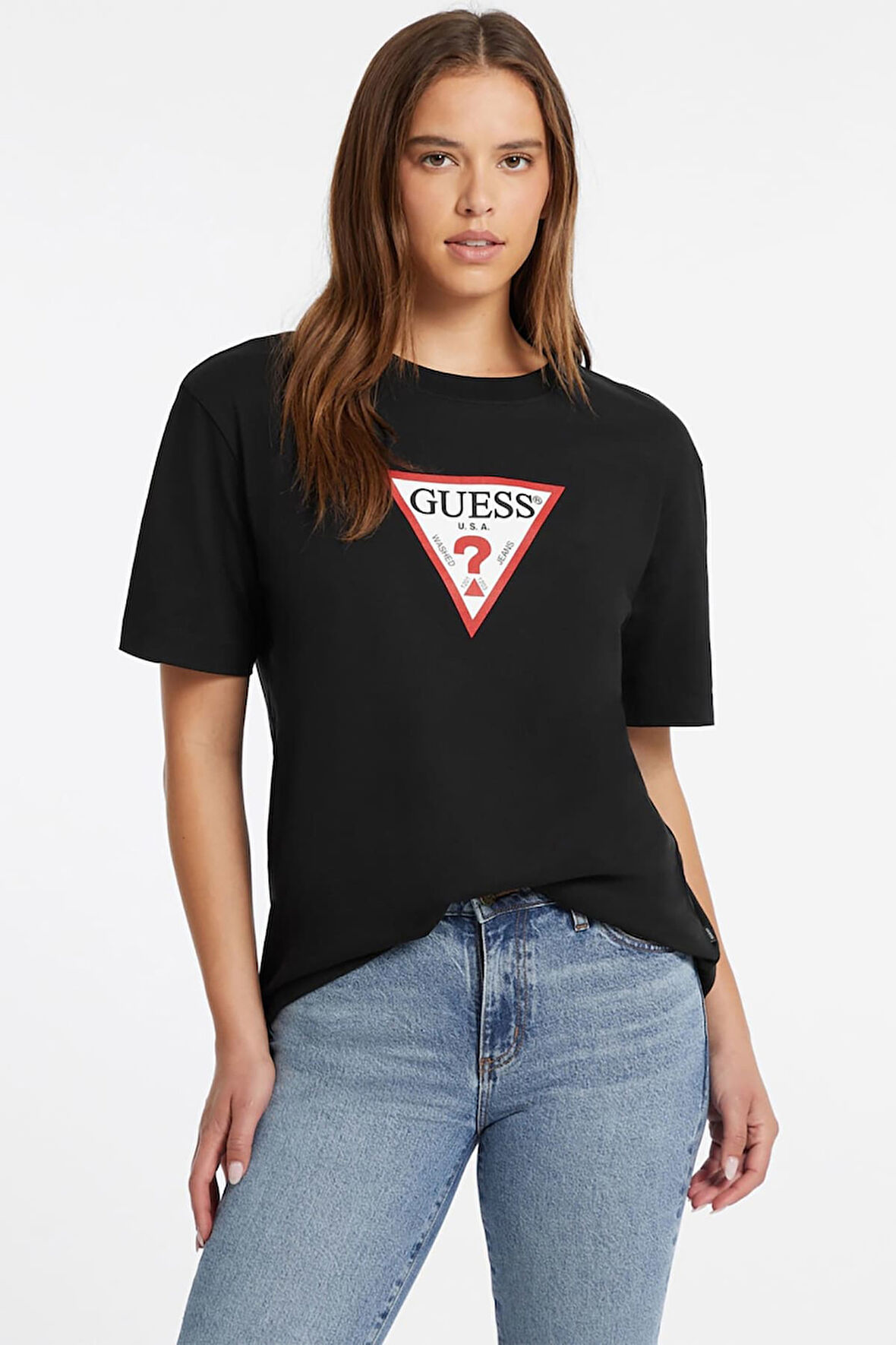 Kadın Gj İconic Logo T-Shirt - Siyah | L