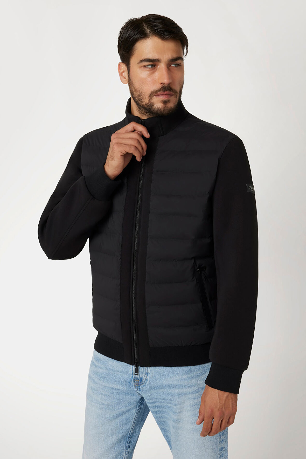 Erkek Stretch Scuba Şişme Mont - Siyah | XL