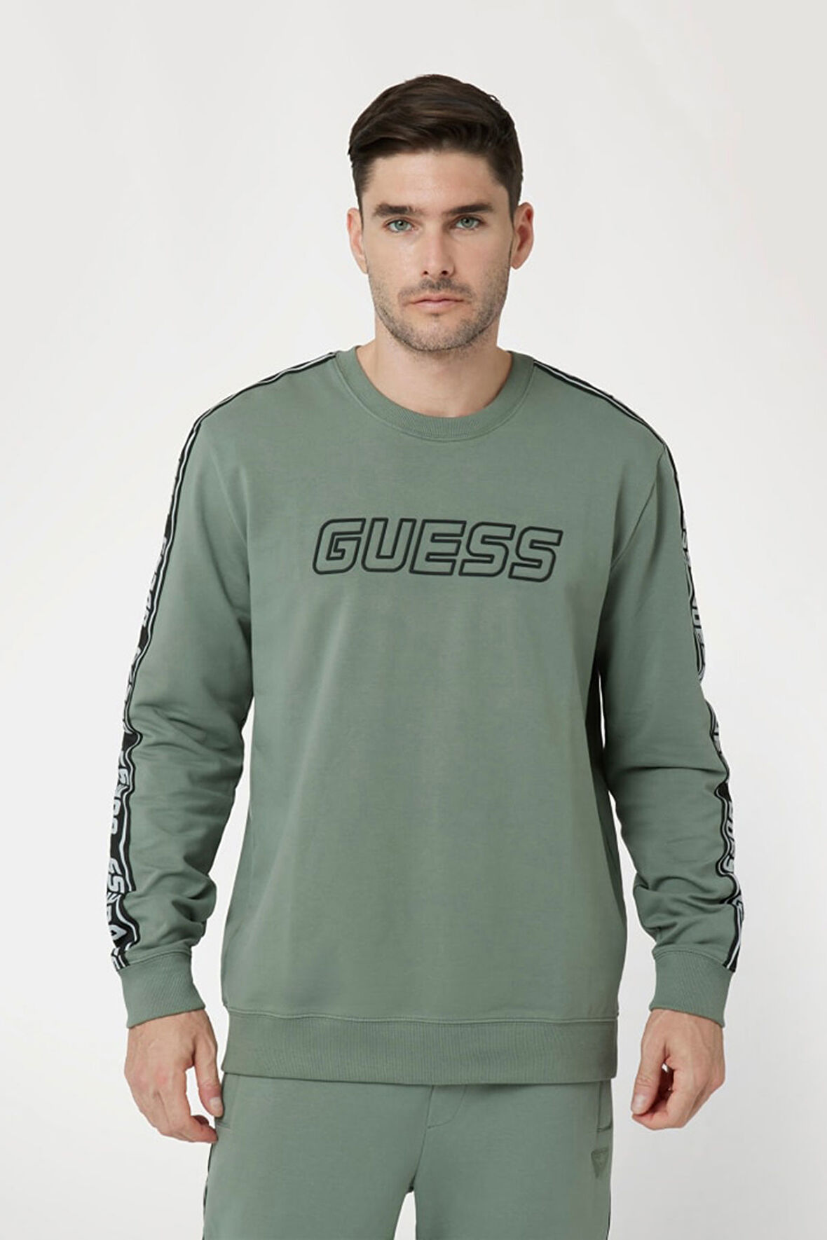 Erkek ARLO CN Kolları Şeritli Önde Logo Sweatshirt - Yeşil | XL