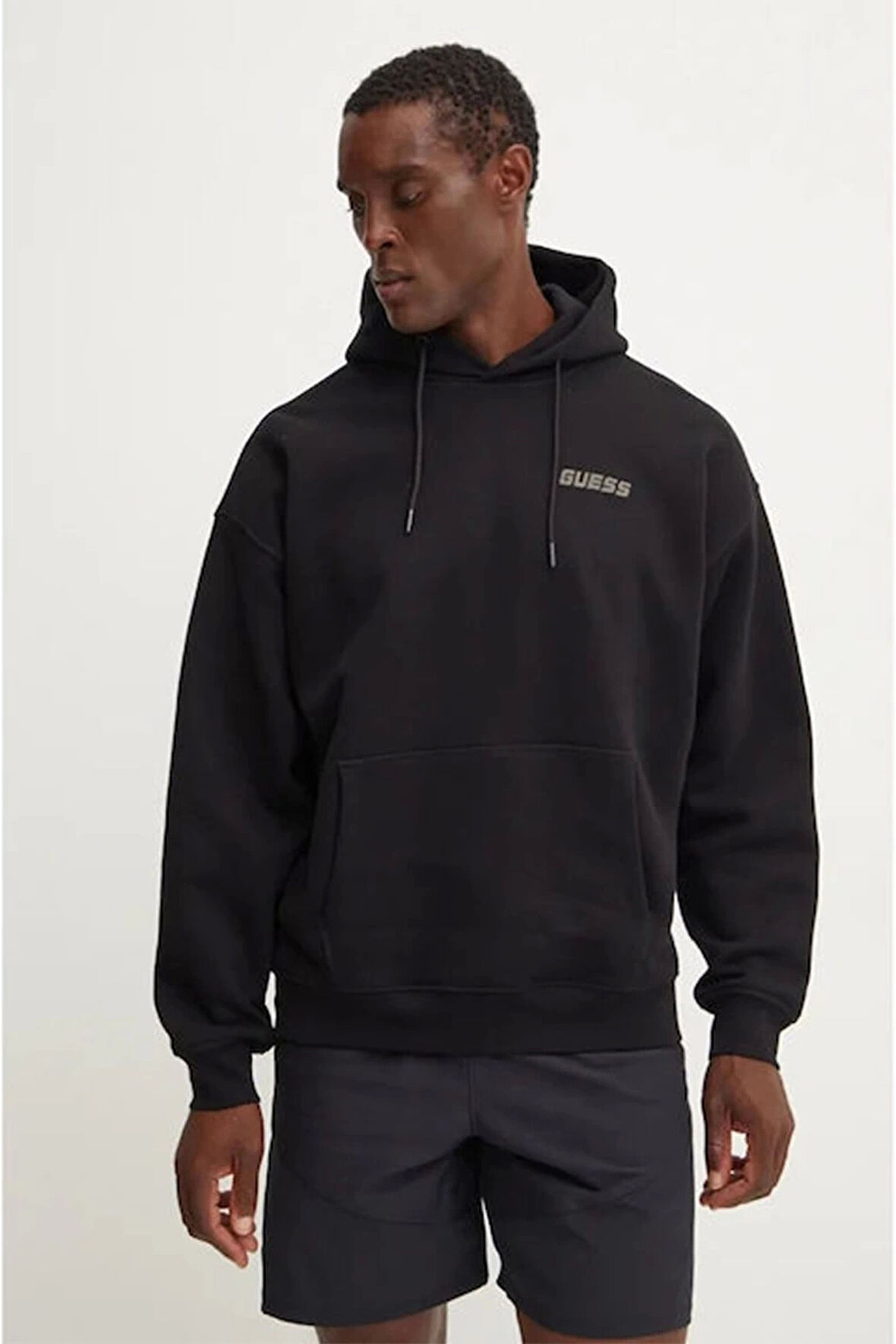 Guess Erkek Logolu Siyah Sweatshirt