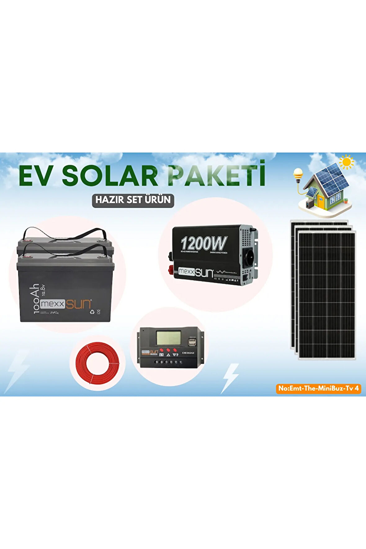GÜNEŞ ENERJİLİ AYDINLATMA BUZDOLABI TV SETİ LİFEPO4 AKÜLÜ HAZIR SET