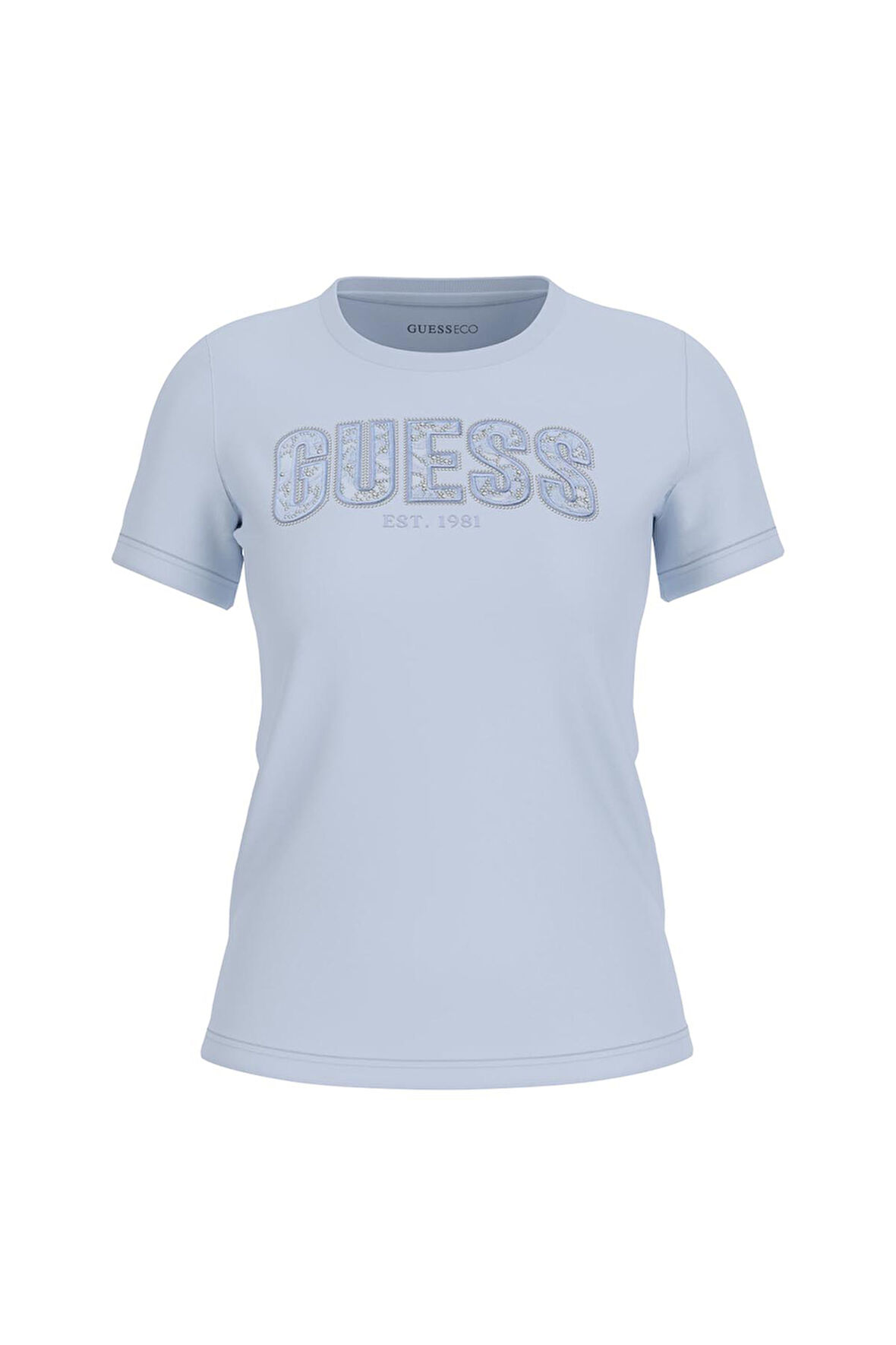 Kadın Cn SS Logo Lace T-Shirt - Mavi | M