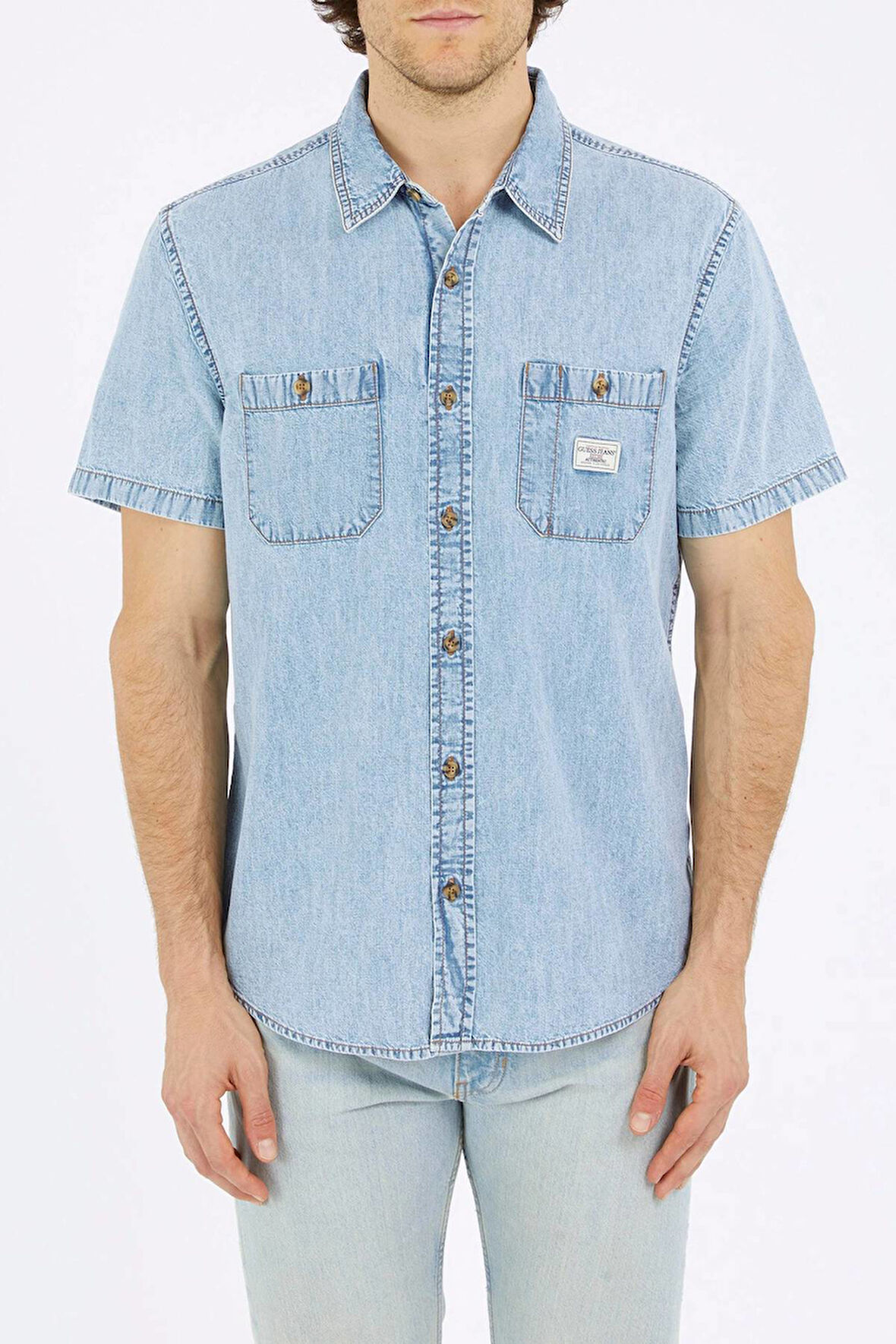 Guess Erkek Gömlek-M5GH09D5NY1Mavi