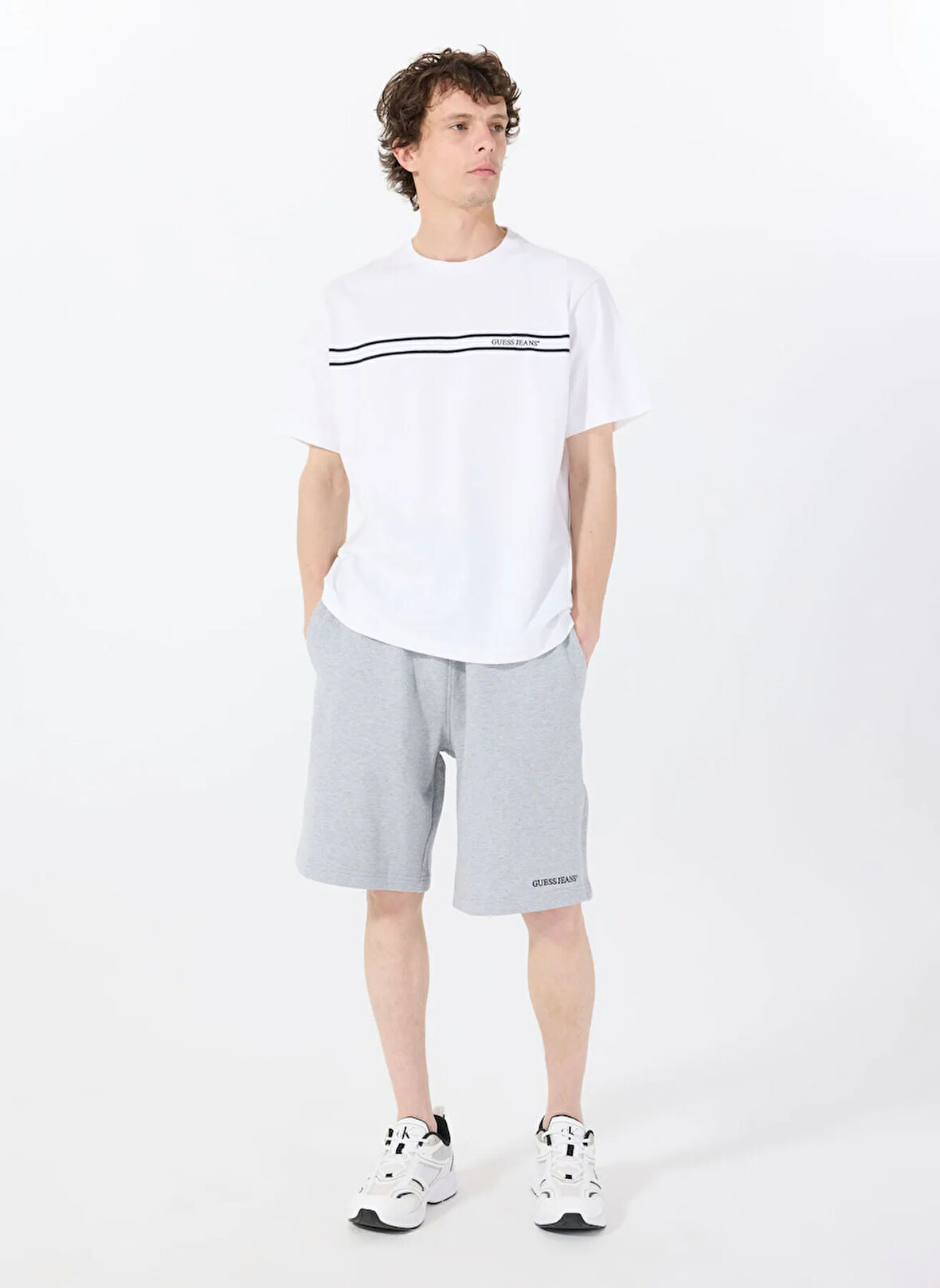 Gri Erkek Loose Fit Desenli Sweat Şort M5GD49KCPR1H90Z GJ REG EMBRO SHORT