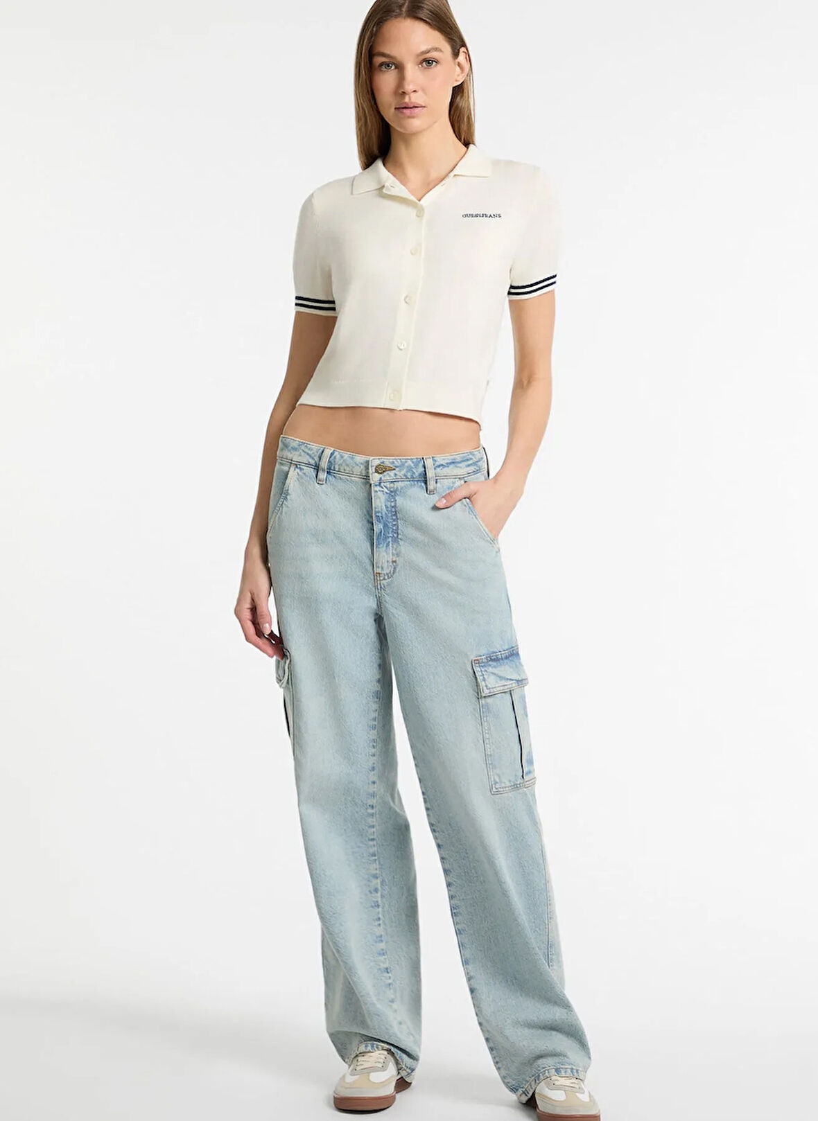 Guess Jeans Beyaz Kadın Hırka GJ SS GUESS J POLO C - REC POLY CHE