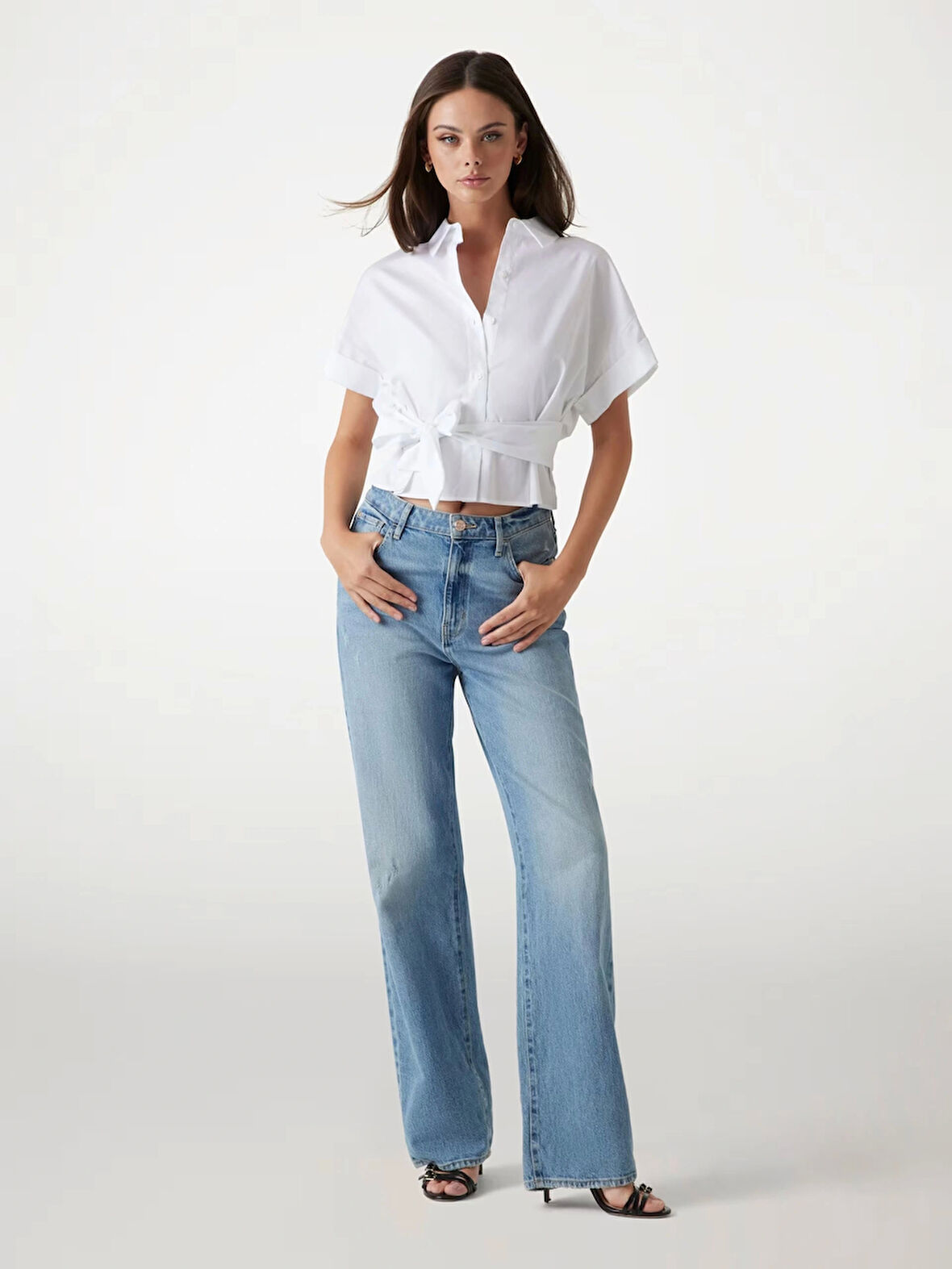Guess Kadın Beyaz Julie Bağlamalı Bluz