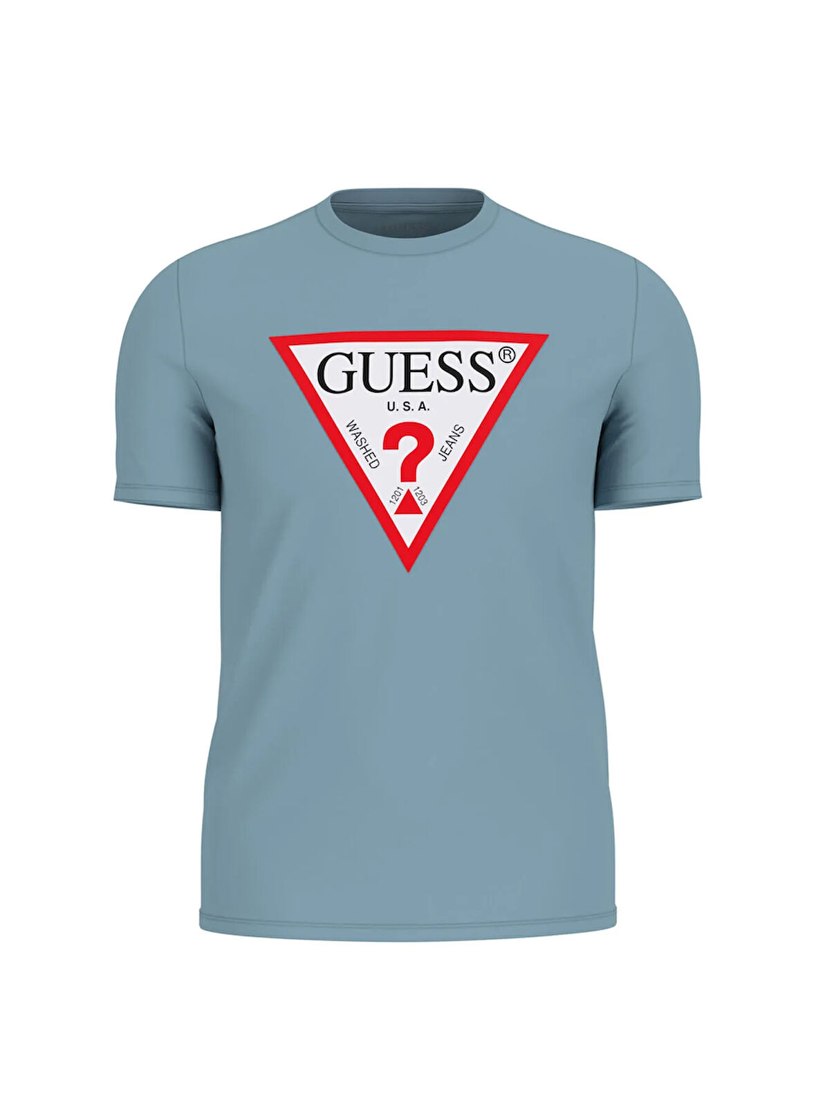 Guess Bisiklet Yaka Desenli Mavi Erkek T-Shirt M2YI71I3Z14G7DV CN SS ORIGINAL LOG