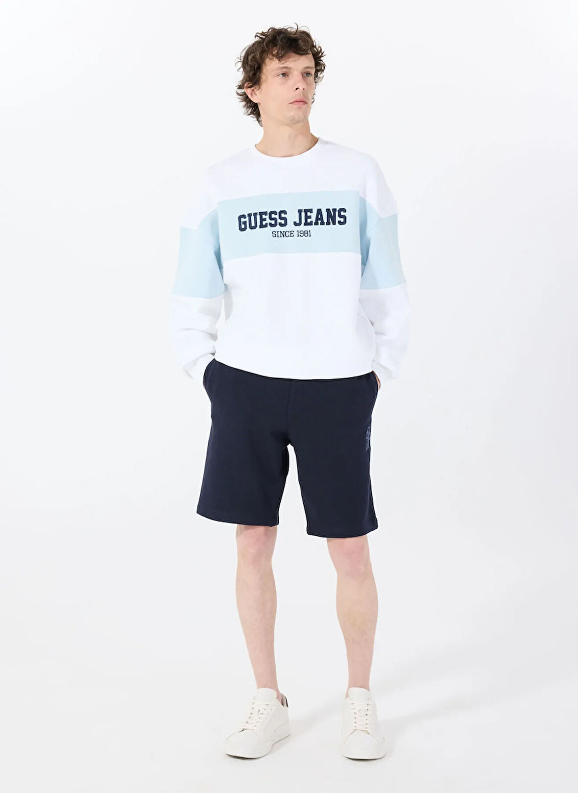 Lacivert Erkek Loose Fit Desenli Sweat Şort M5GD10KCN01G7V2 CLOVIS SHORTS
