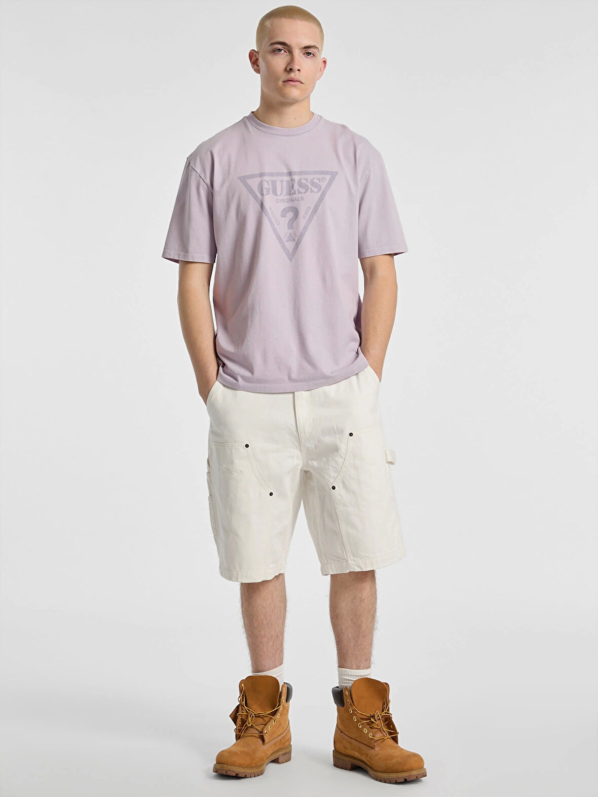 Guess Erkek BeyazPanel Detaylı Şort