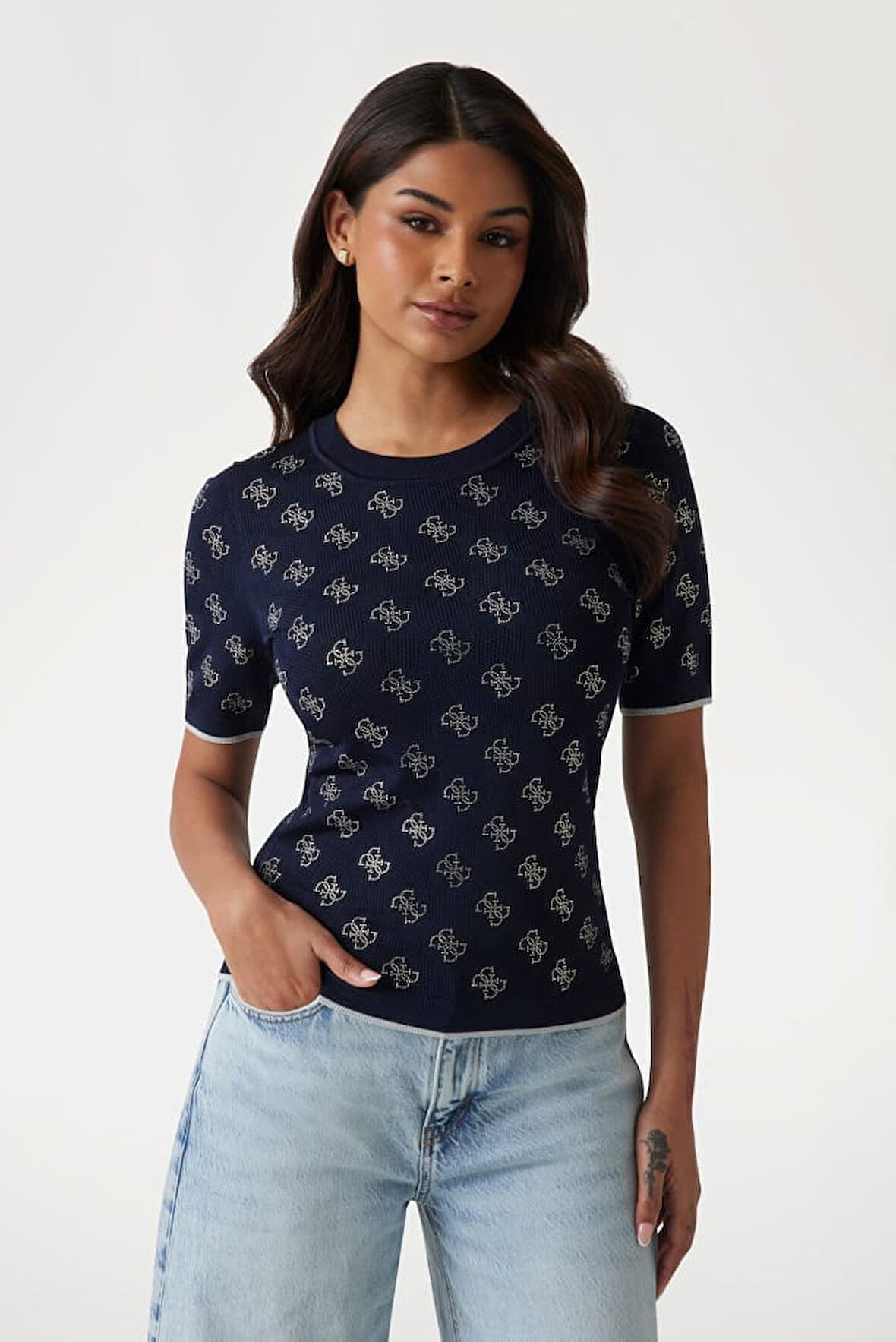 Kadın Rosie 4G Logo T-Shirt - Lacivert | XS