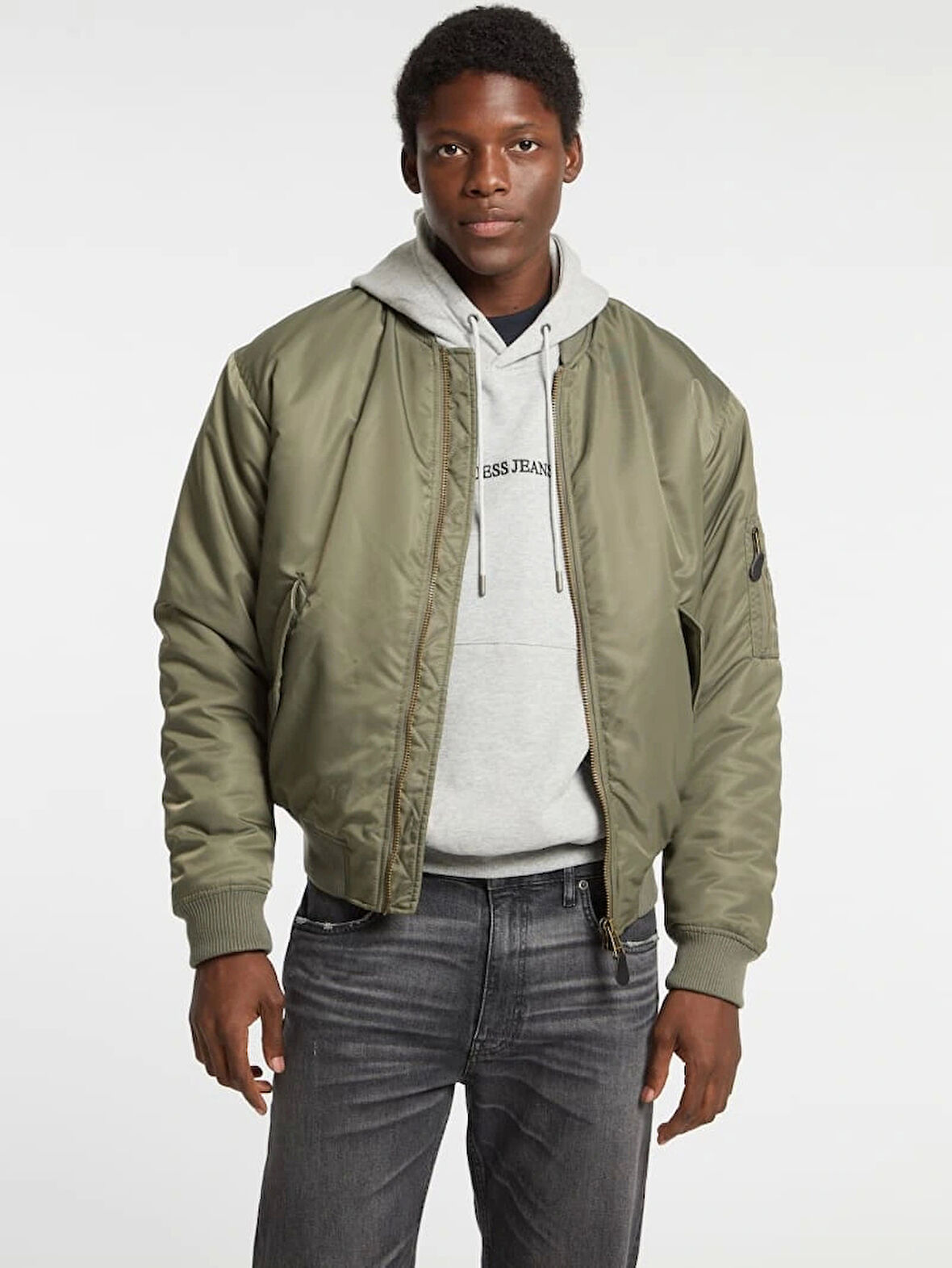 Guess Gj Bomber Erkek Haki Bomber Ceket M5RL81WHAA2-G8EV