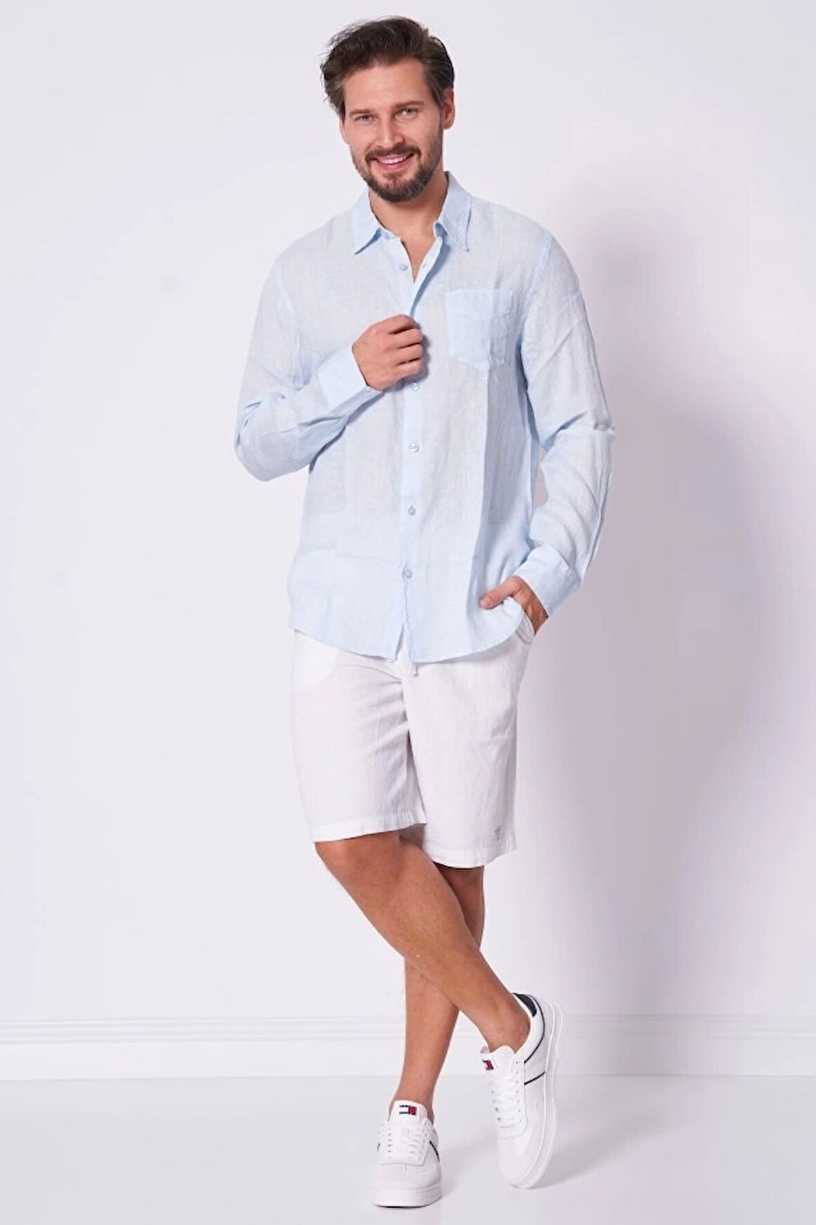 Guess Erkek Napa Keten Uzun Kollu Gömlek