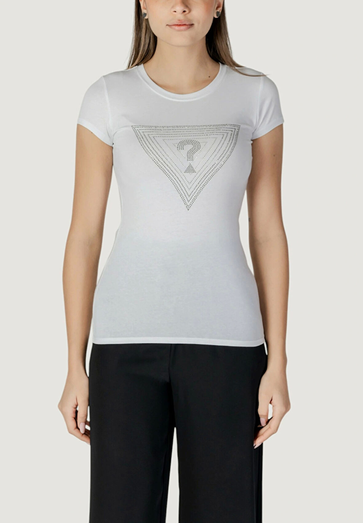Guess Kadın Beyaz Ombré Triangle Logolu Tişört