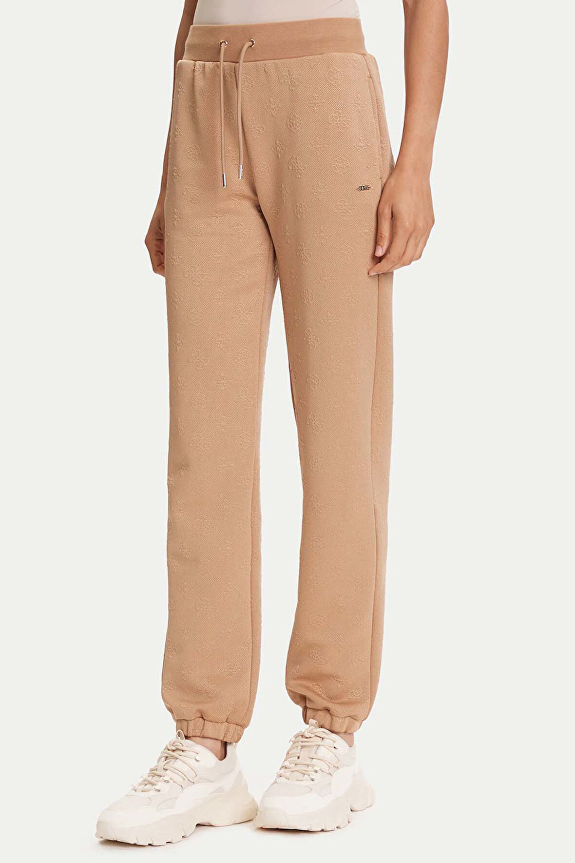 Kadın Regular Fit Monogram Desenli Eşofman Altı - Bej | S