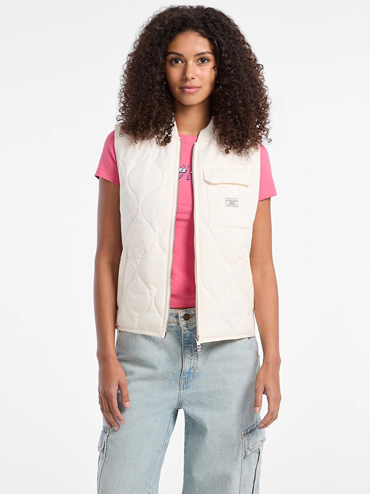 Guess Jeans Kadın Beyaz Yelek W5YN76WHG02-G054