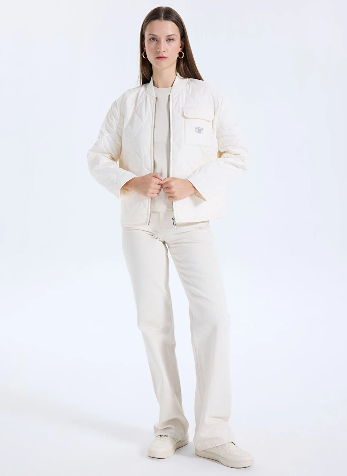 Guess Jeans Beyaz Kadın Mont Guess Jeans Kadın Mont