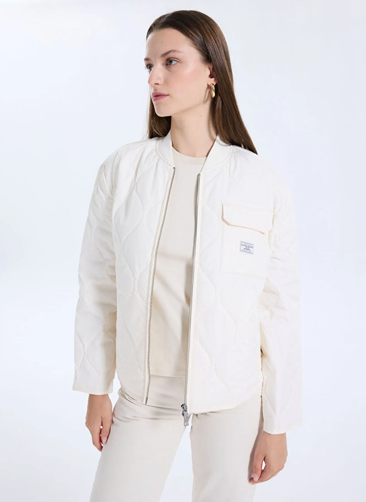 Guess Jeans Beyaz Kadın Mont Guess Jeans Kadın Mont