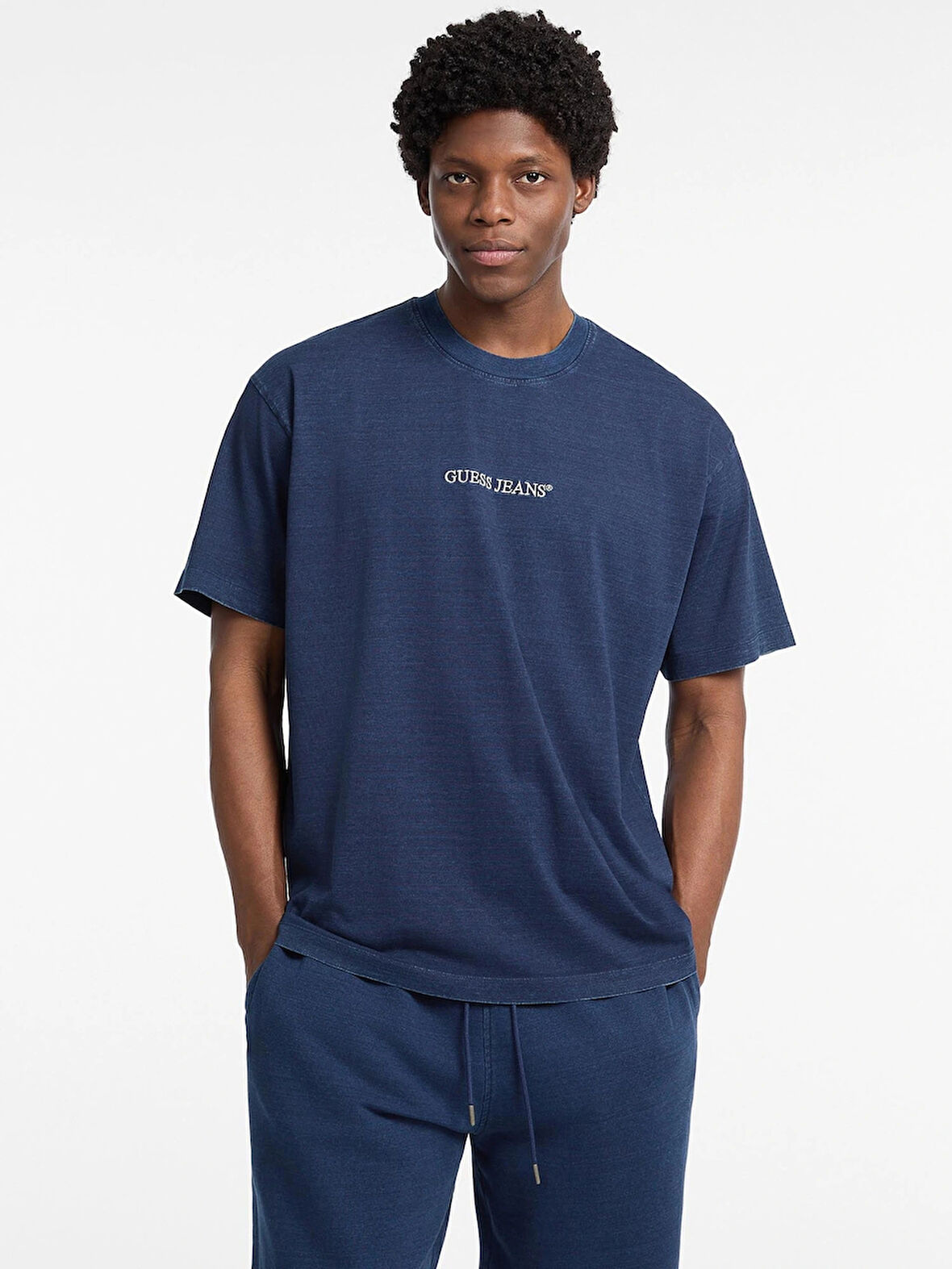 Guess Jeans Erkek Lacivert Oversize Fit T-Shirt M5YI11KCTG1-BL1N