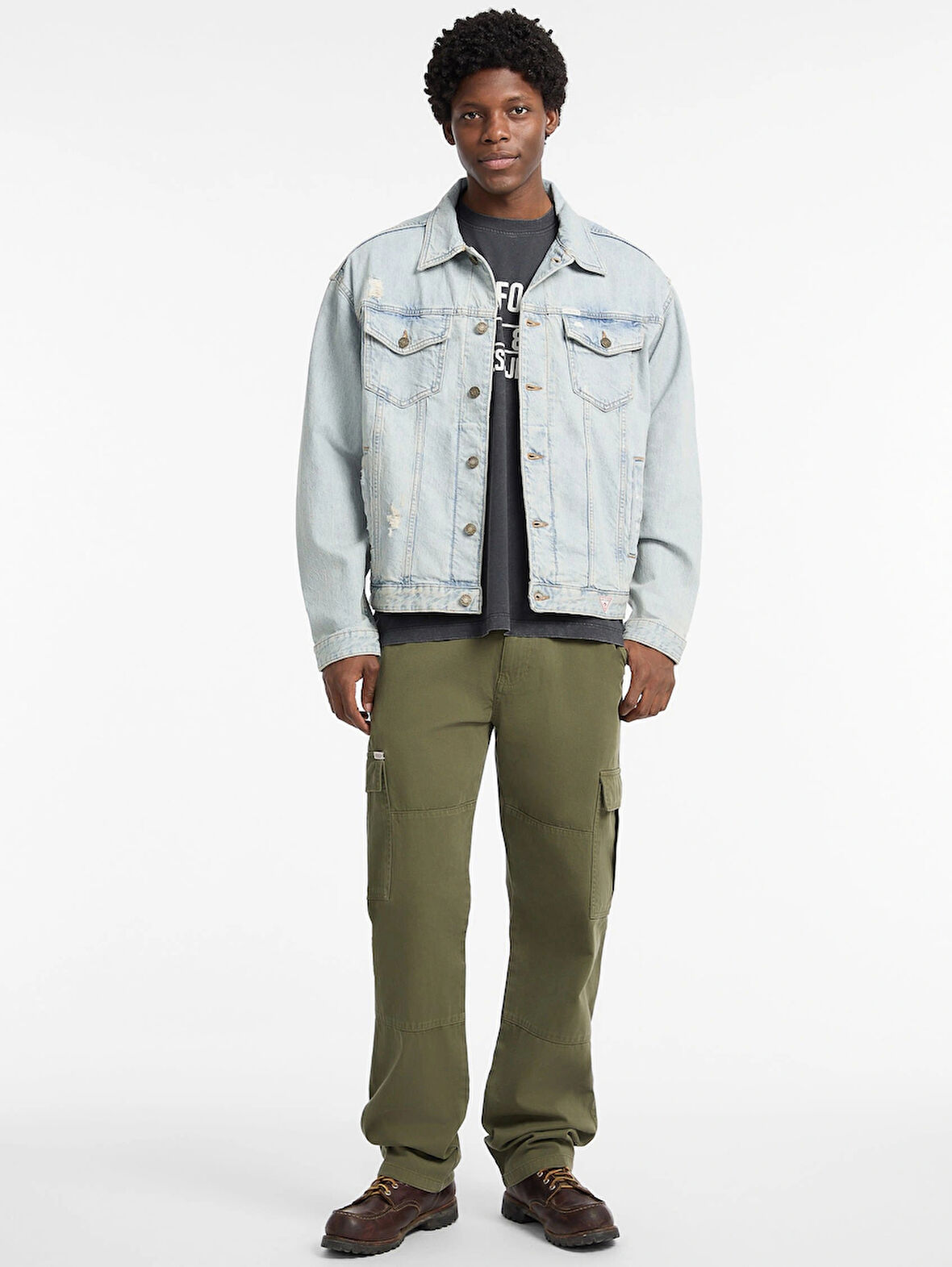 Guess Jeans Erkek Çok Renkli Denim Parka M5YN38D5M5A-GJVD