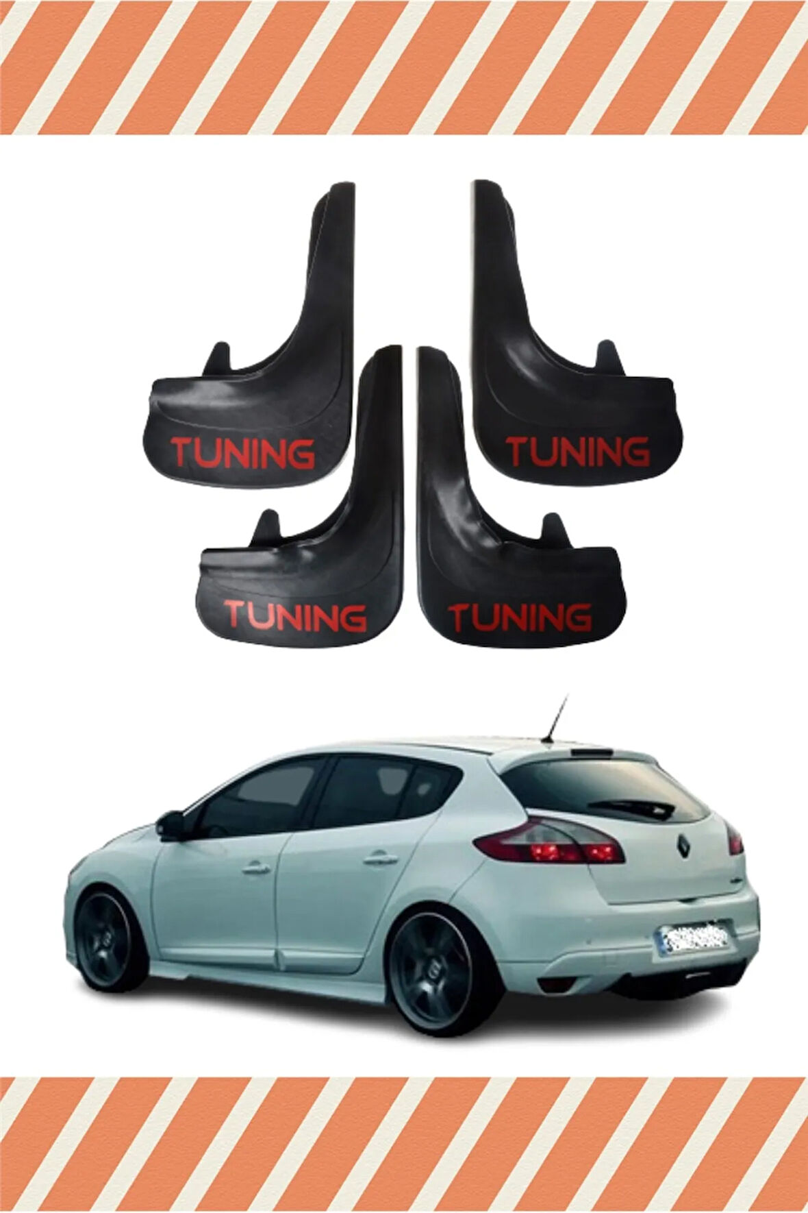 Renault Megane 3 HB 2010-2016 tuning yazılı 4’lü tozluk çamurluk paçalık