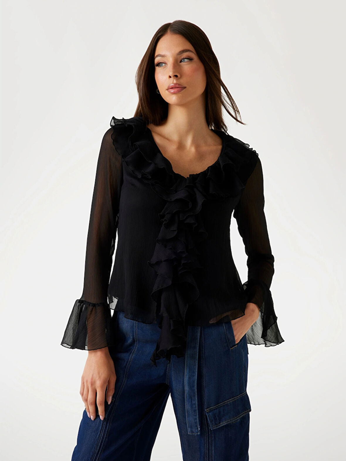 Guess Sana Kadın Siyah Top W5PH1RWP690-JBLK