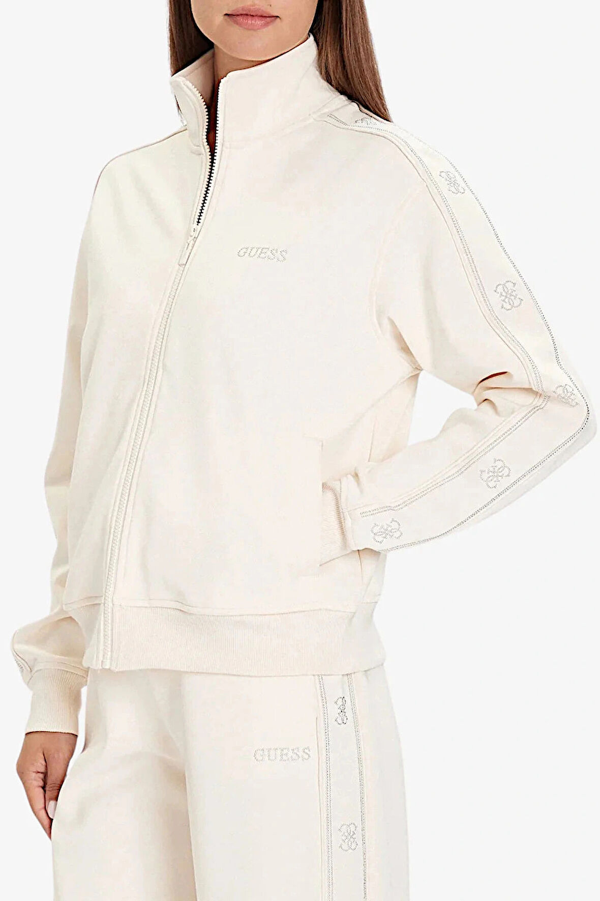 Guess Octavia Kadın Beyaz Aktif Sweatshirt V5BQ15KCX22-G1H6