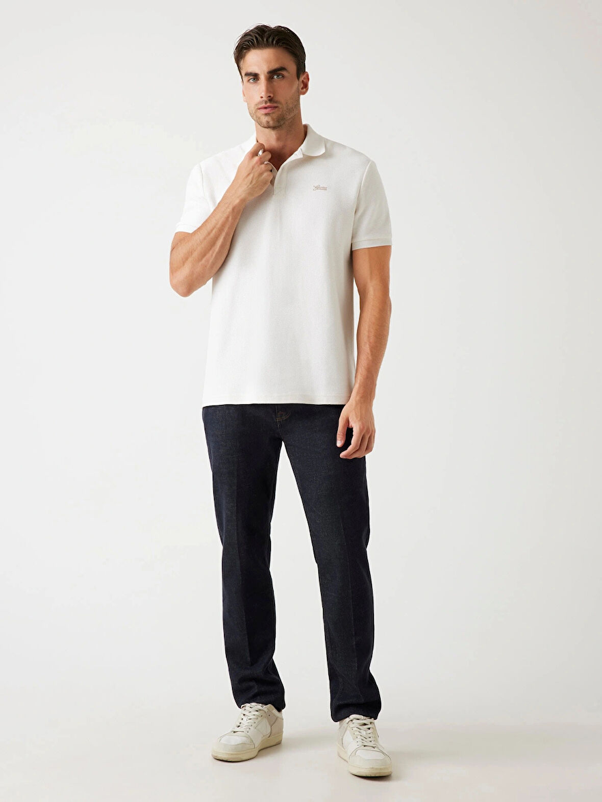 Guess Cotton Erkek Beyaz Regular Fit Polo T-Shirt M5BP05K0891-G018