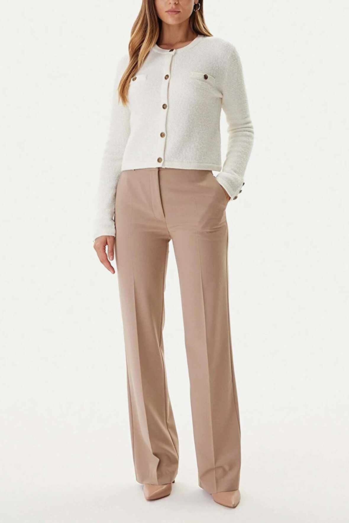 Guess Suzumi Kadın Beyaz Yün Karışımlı Triko Hırka W5BR0AZ4040-G1O6