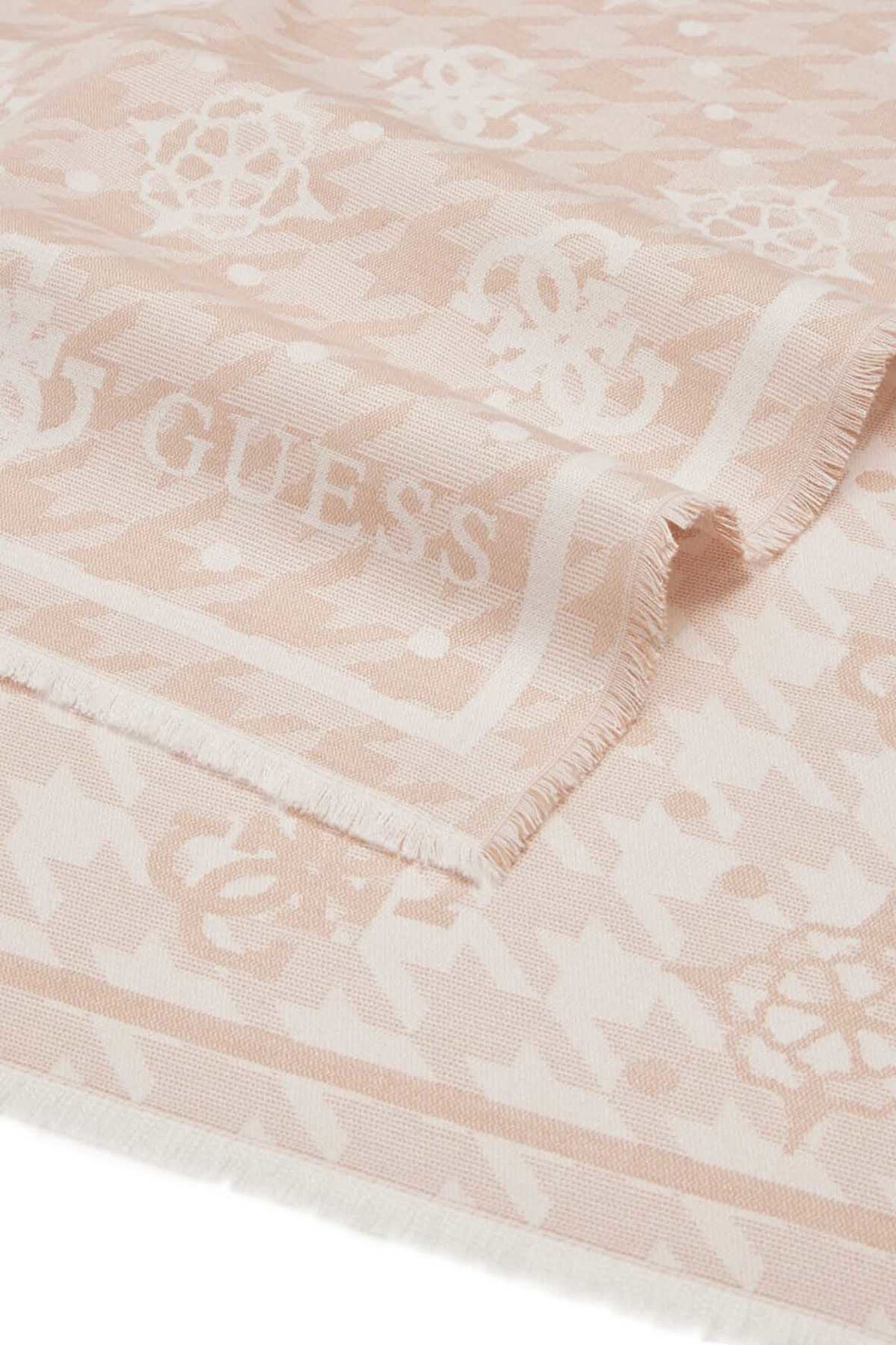 Kadın Jakarlı Monogram Desenli Püsküllü Şal - Ekru | undefined