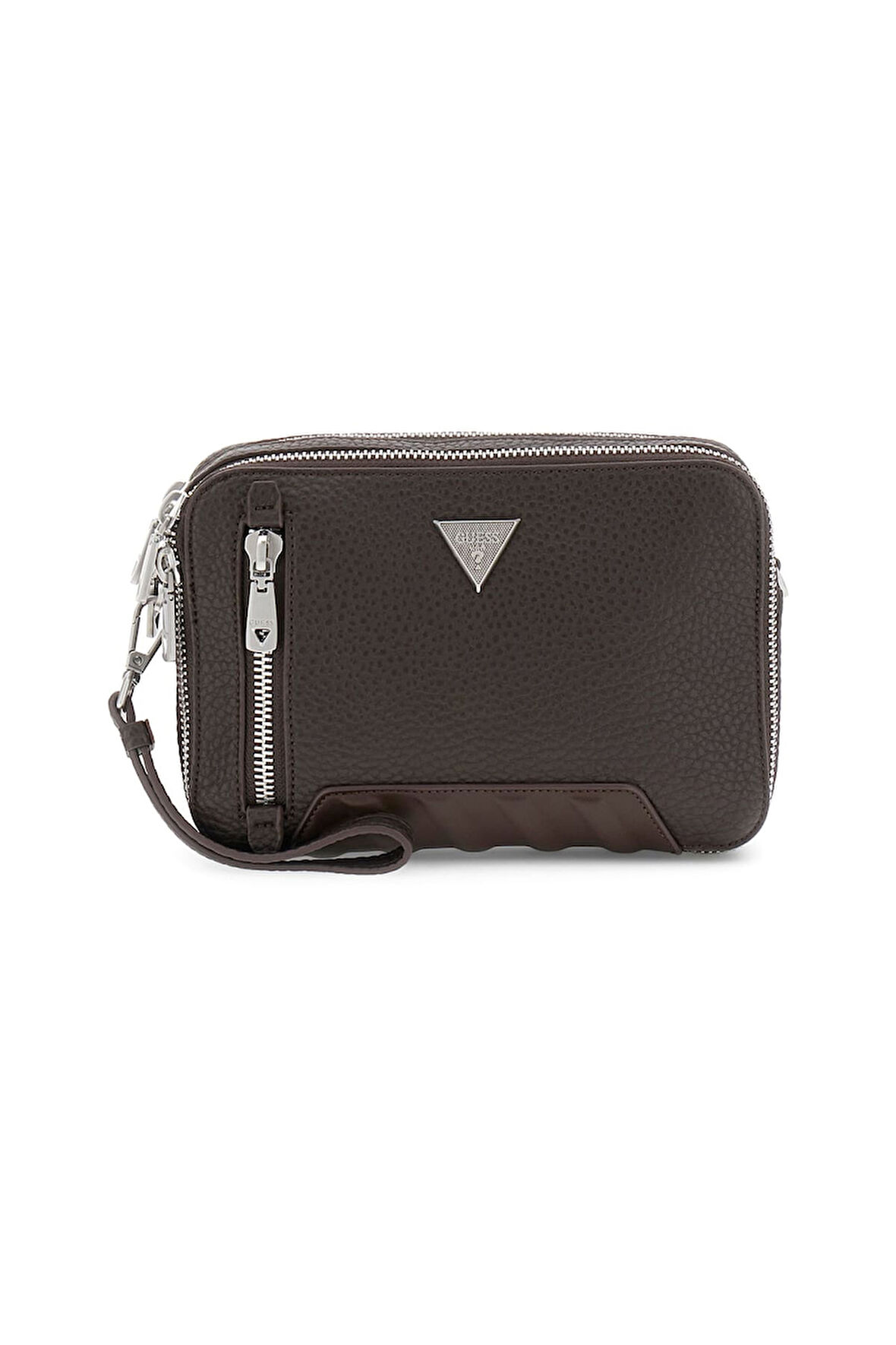 Erkek Dokulu İki Bölmeli El ve Çapraz Askılı Çanta - Kahverengi | 36