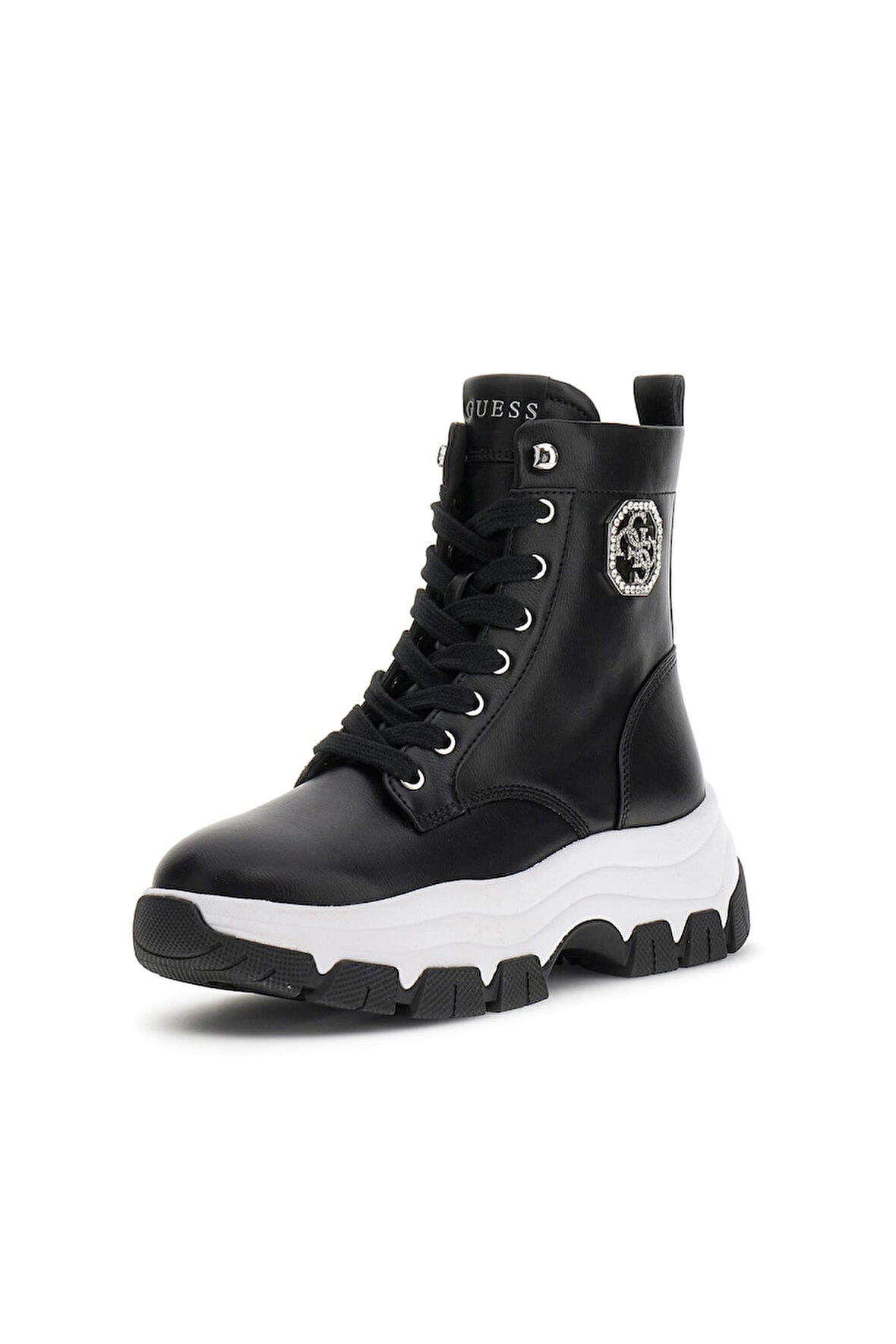 Kadın Benzon Taşlı Aksesuarlı Kalın Tabanlı Bot - Siyah  | 36