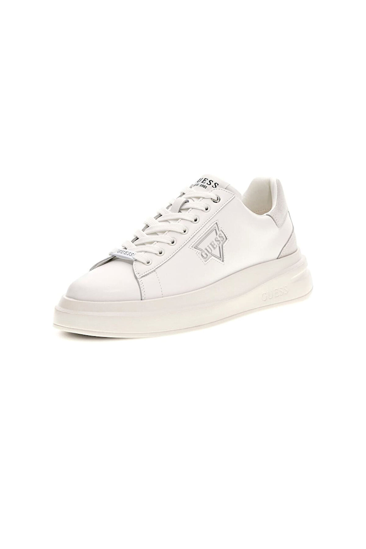 Erkek Elban Deri Kalın Tabanlı Sneaker - Beyaz  | 44