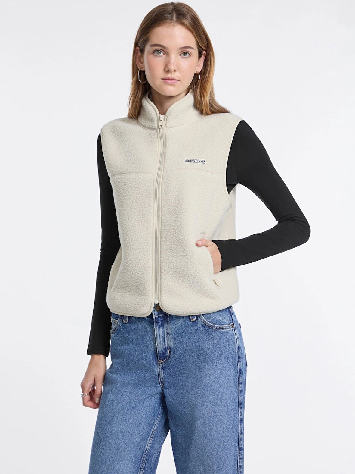 Guess Jeans Kadın Ekru Sweatshirt W5BQ19K1042-ECRU