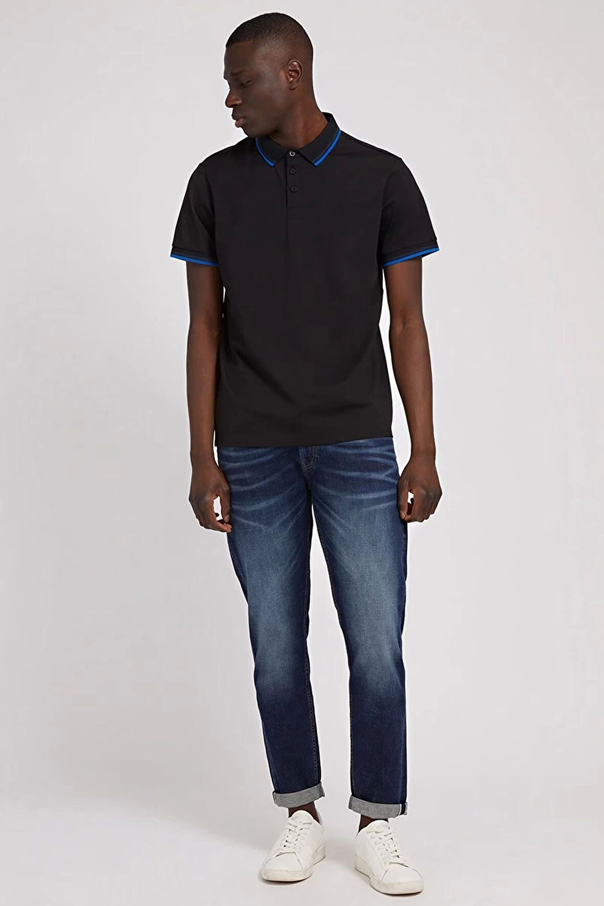 Guess Erkek Siyah Pique Polo Yaka  T-Shirt