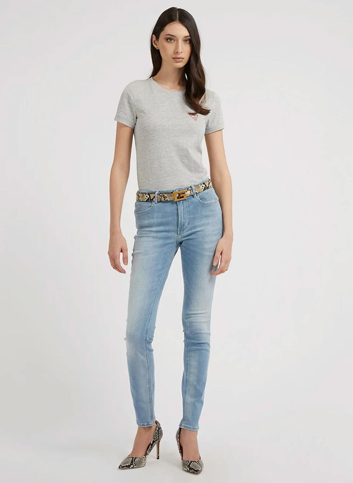 Guess Normal Bel Normal Paça Skinny Fit Mavi Kadın Denim Pantolon W2YA46D4Q01-CLH1