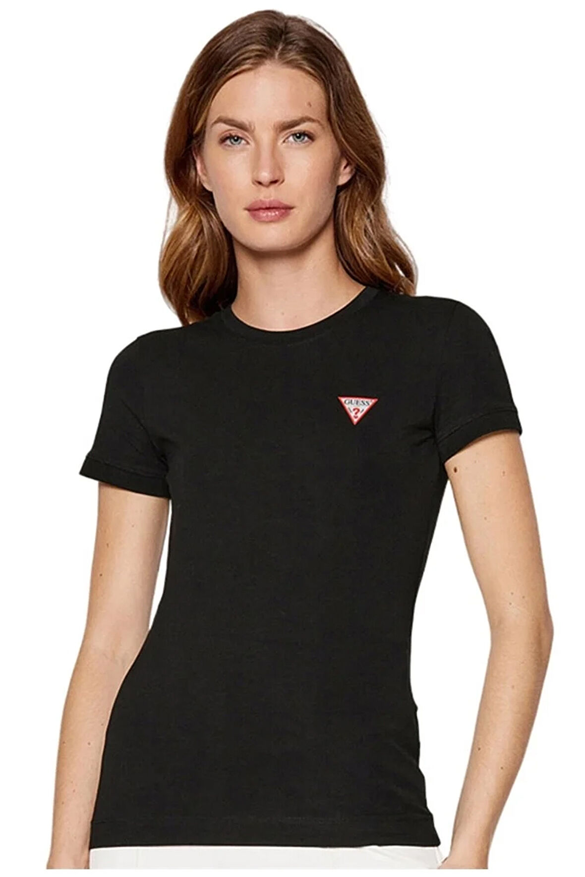 Kadın Guess Üçgen Logolu T-Shirt / Siyah  | XL