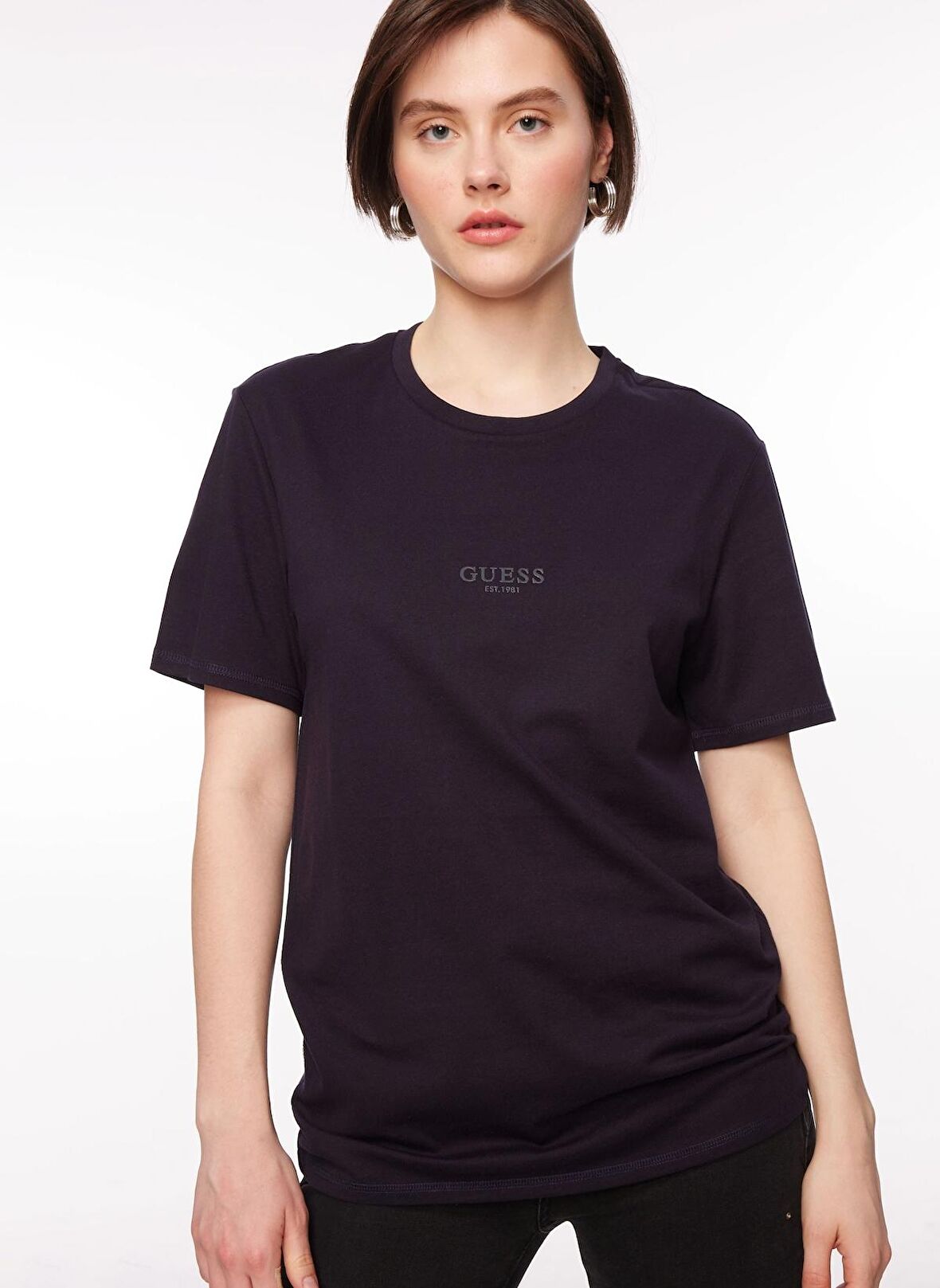 Guess Bisiklet Yaka Düz Lacivert Erkek T-Shirt M2YI72I3Z14G7V2_AIDY CN SS TEE - MI